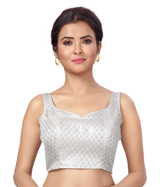 Women's Silver Brocade Cotton Blouse (Design 2408)
