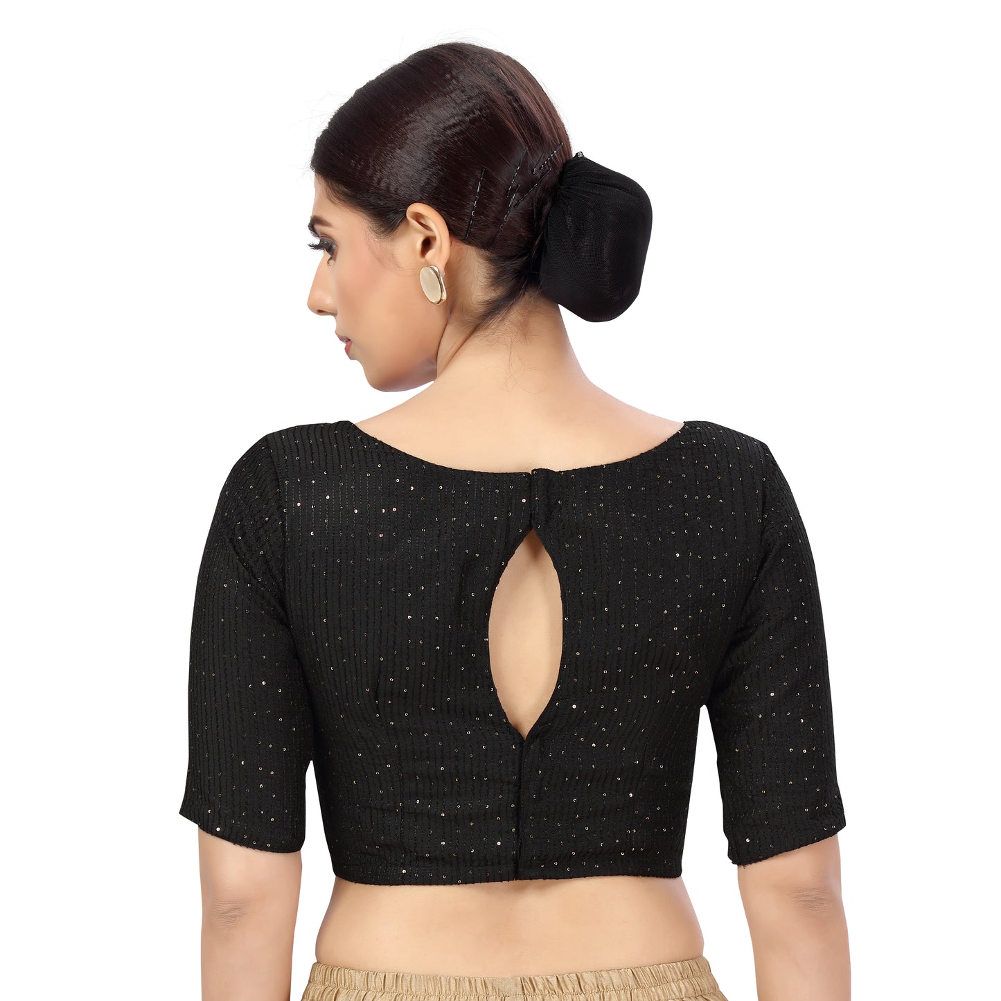 Women's Black Chanderi Silk with Sequins Blouse (Design 2440)