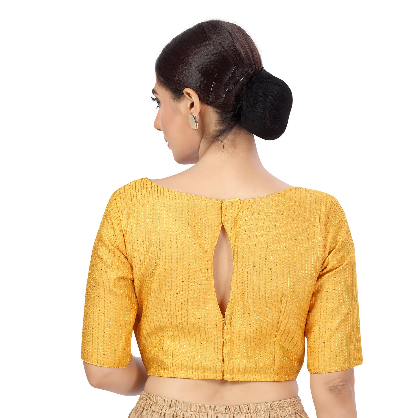 Women's Mustard Yellow Chanderi Silk with Sequins Blouse (Design 2440)