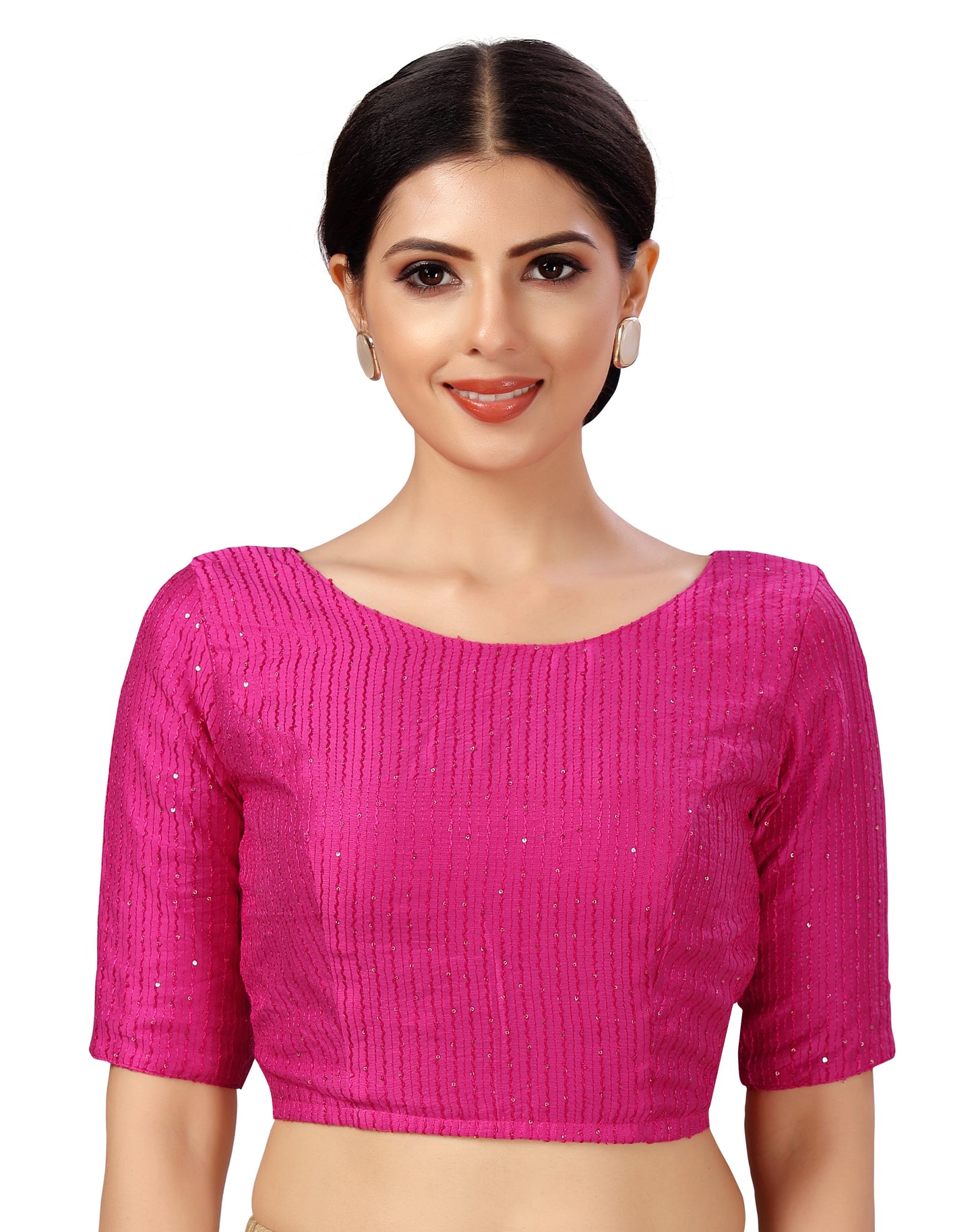 Women's Pink Chanderi Silk with Sequins Blouse (Design 2440)