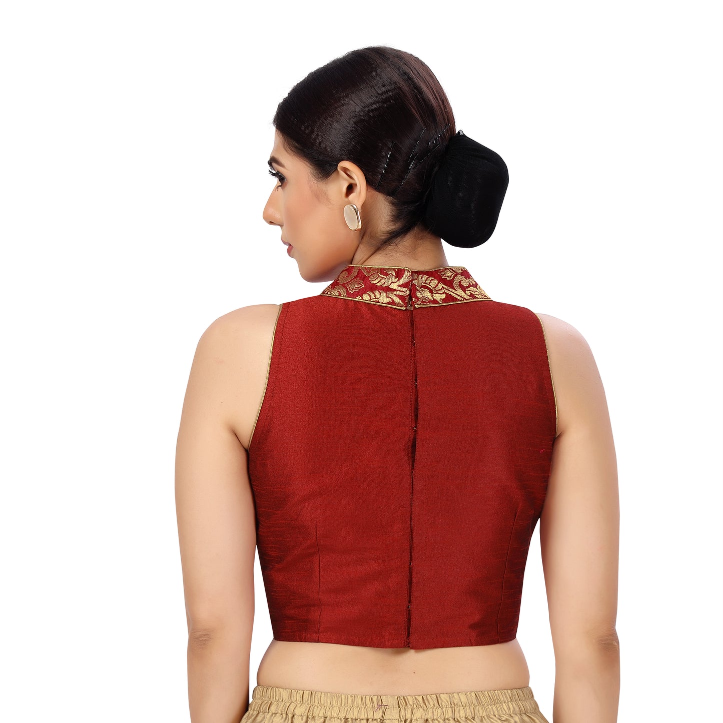 Women's Red Embroidered Brocade Blouse (Design 2441)