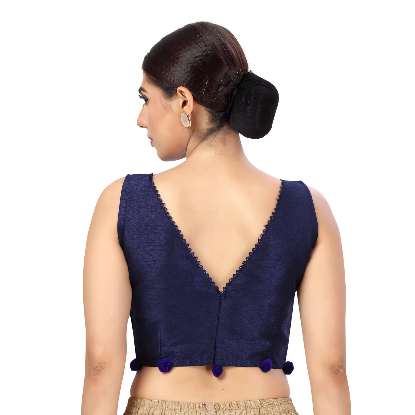 Women's Navy Blue Silk Blouse (Design 2442)