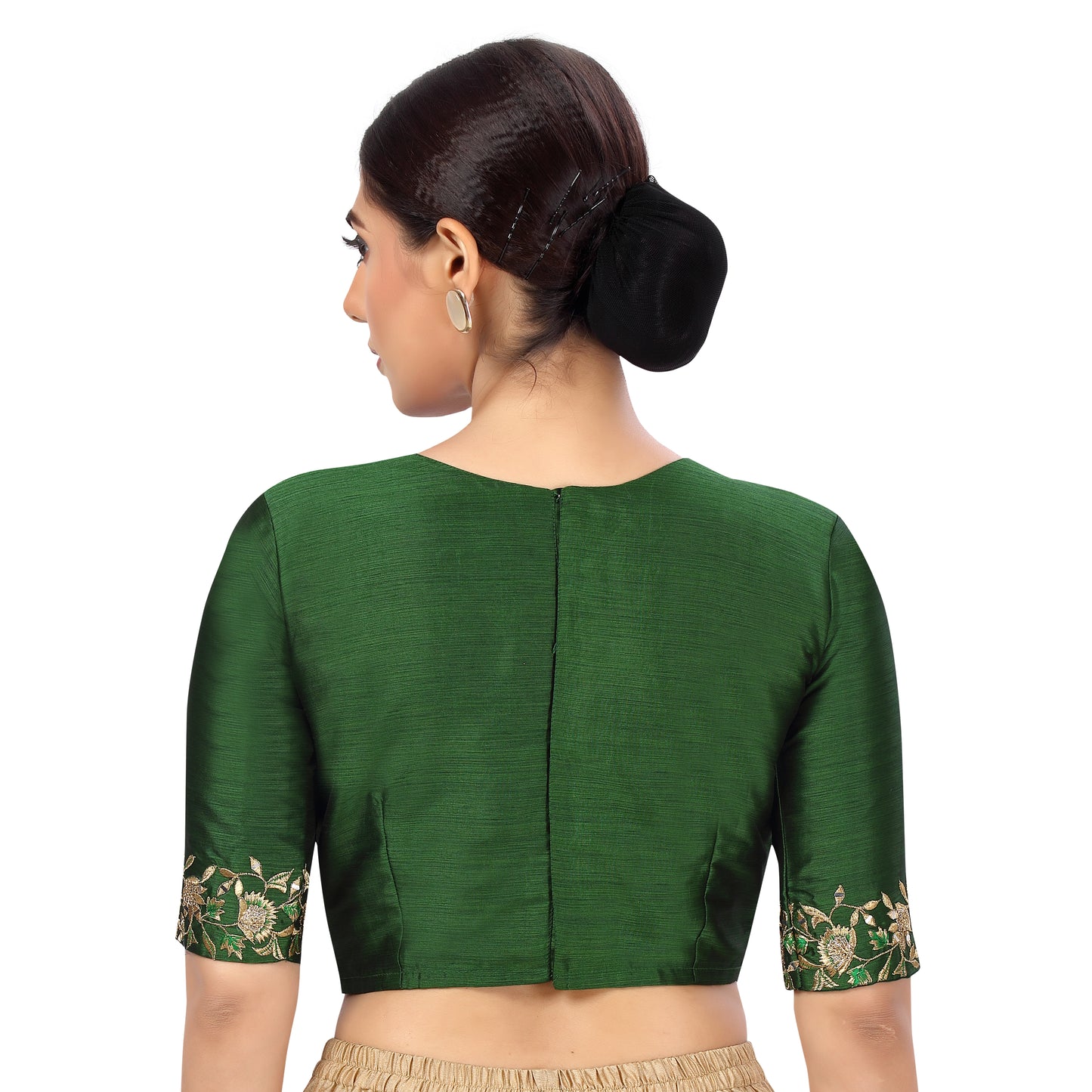 Women's Green Silk Embroidered Blouse (Design 2444)