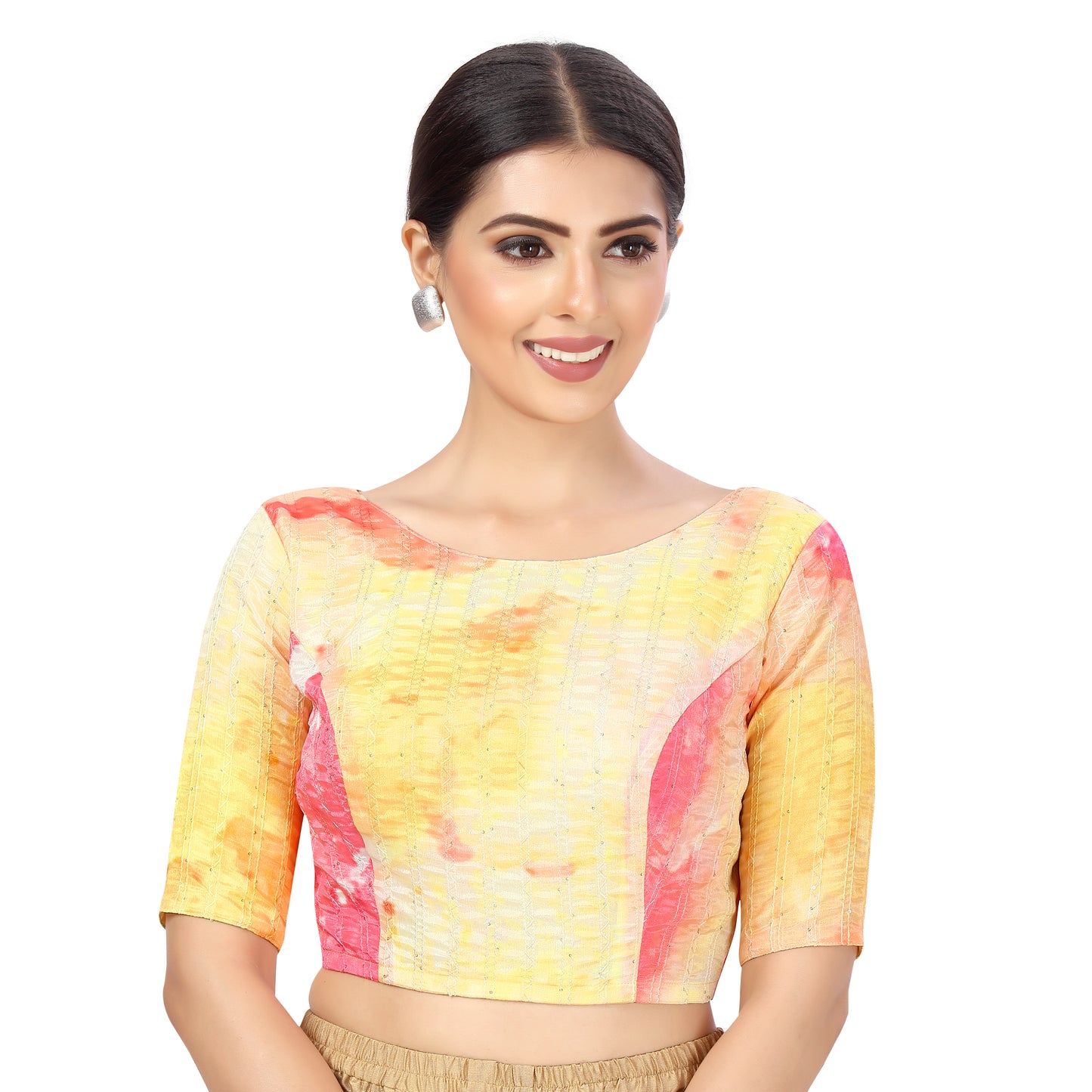 Women's Multicoloured Pastel Tie N Dye with Sequin Blouse (Design 2448)