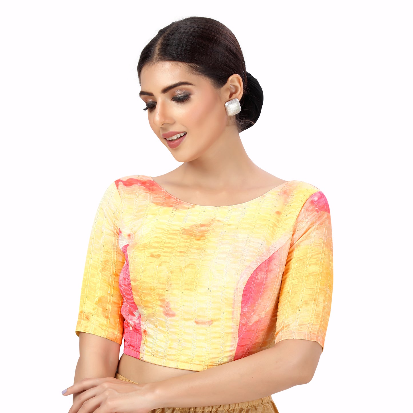 Women's Multicoloured Pastel Tie N Dye with Sequin Blouse (Design 2448)