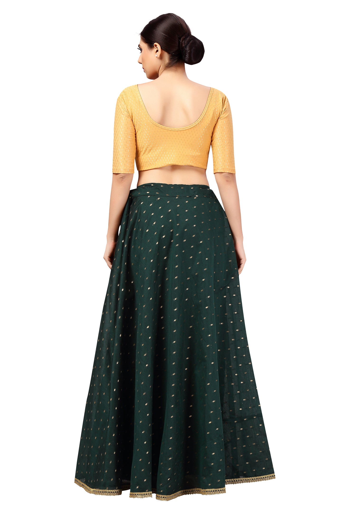 Women's Polyester Chanderi Silk Skirt Lehenga (2456 - Bottle Green)