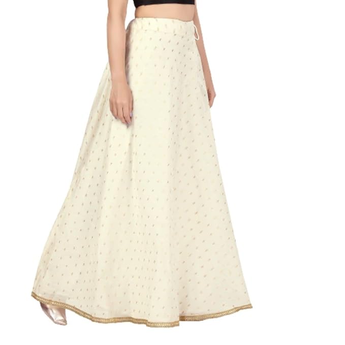 Women's Polyester Chanderi Silk Skirt Lehenga (2456 - Cream)