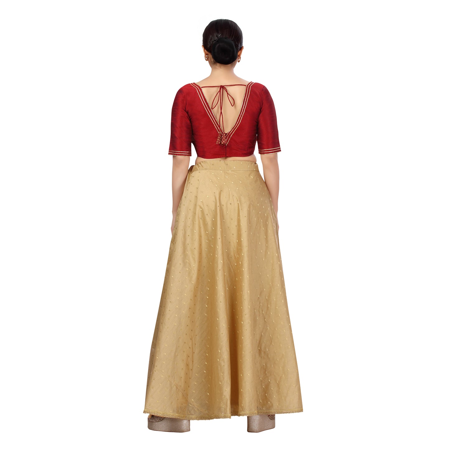 Women's Polyester Chanderi Silk Skirt Lehenga (2456 - Gold)