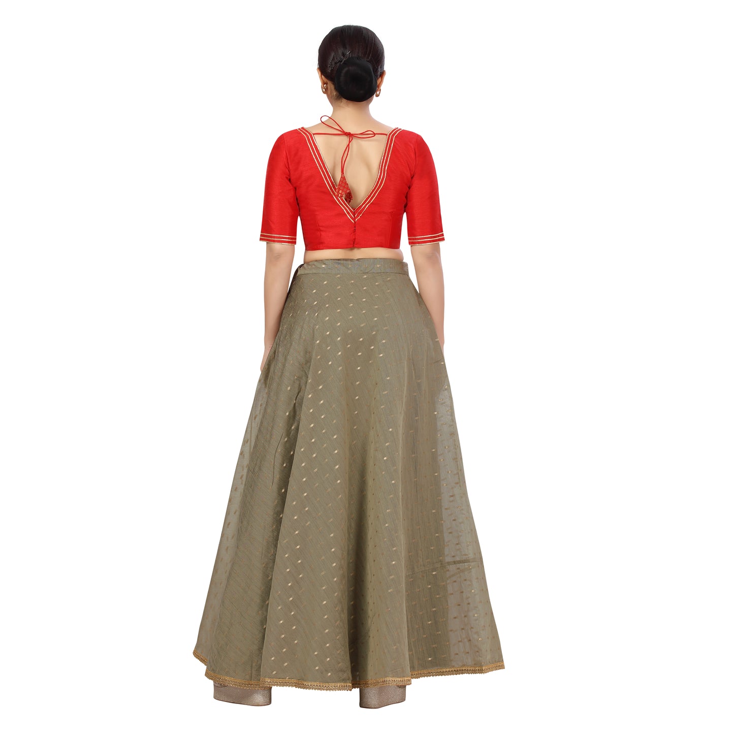 Women's Polyester Chanderi Silk Skirt Lehenga (2456 - Grey)