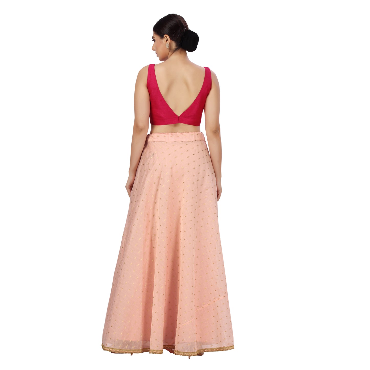 Women's Polyester Chanderi Silk Skirt Lehenga (2456 - Light Pink)