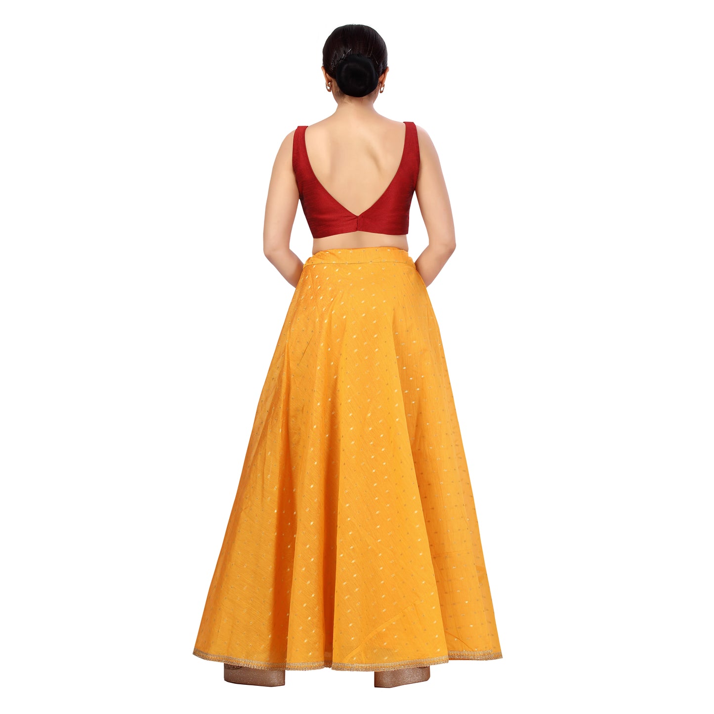 Women's Polyester Chanderi Silk Skirt Lehenga (2456 - Orange)