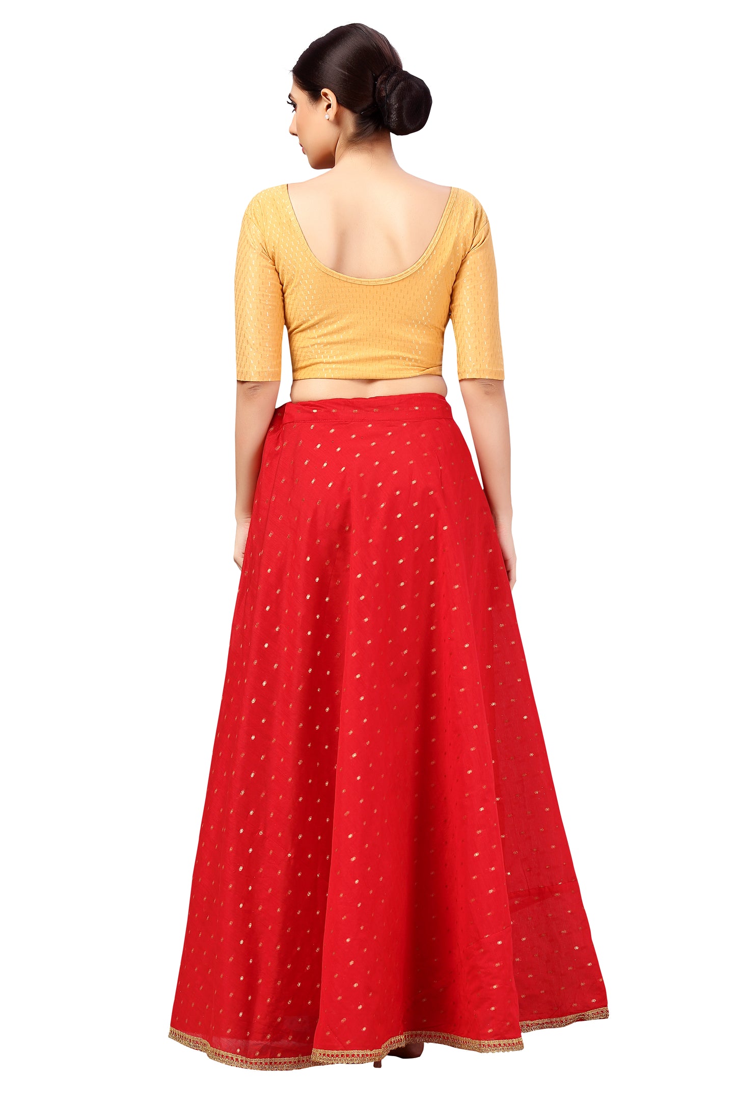 Women's Polyester Chanderi Silk Skirt Lehenga (2456 - Red)