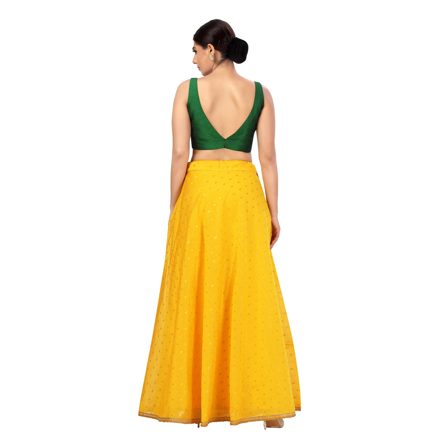 Women's Polyester Chanderi Silk Skirt Lehenga (2456 - Yellow)