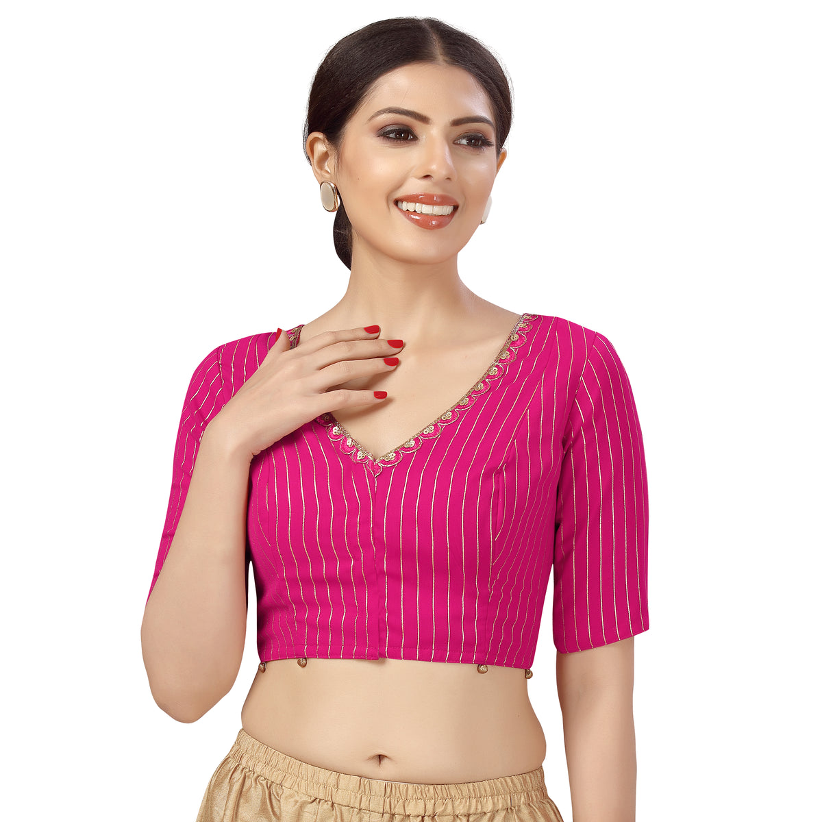 Women's Pink Georgette Blouse (Design 2465)
