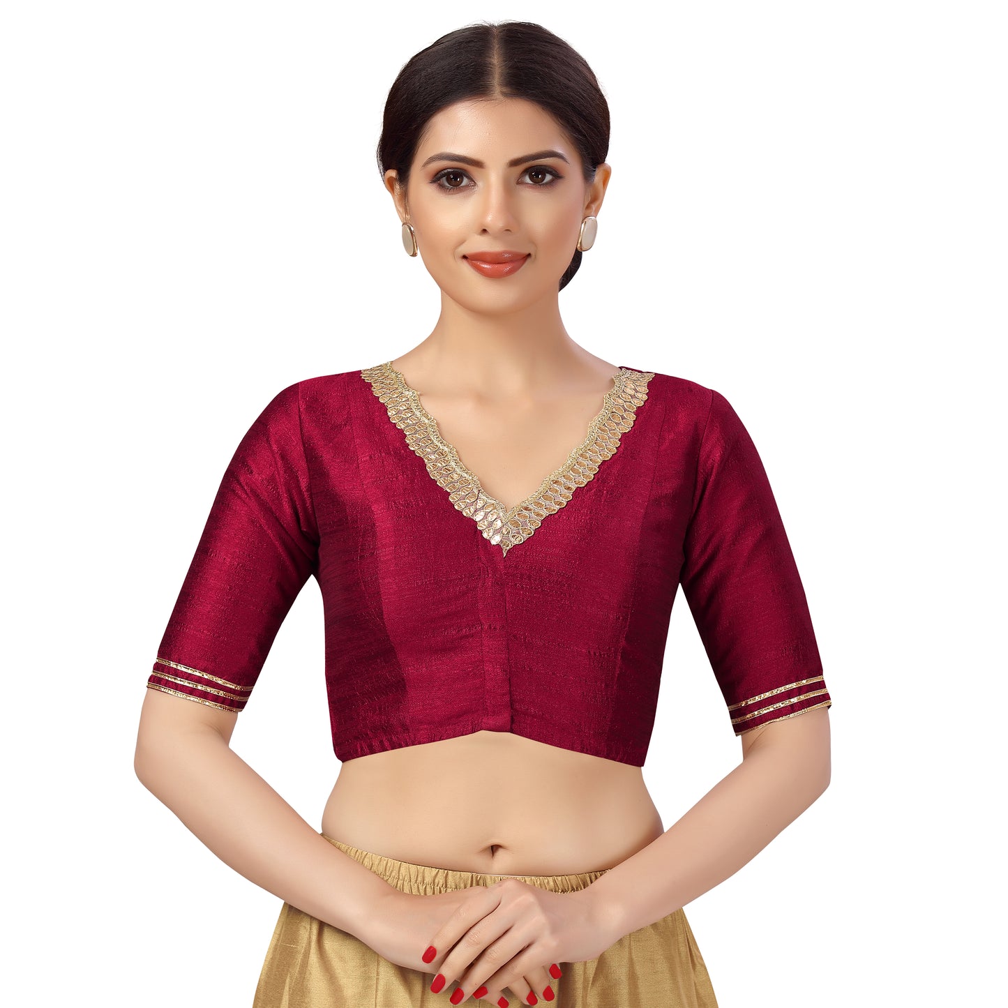 Women's Maroon Silk Blouse (Design 2470)