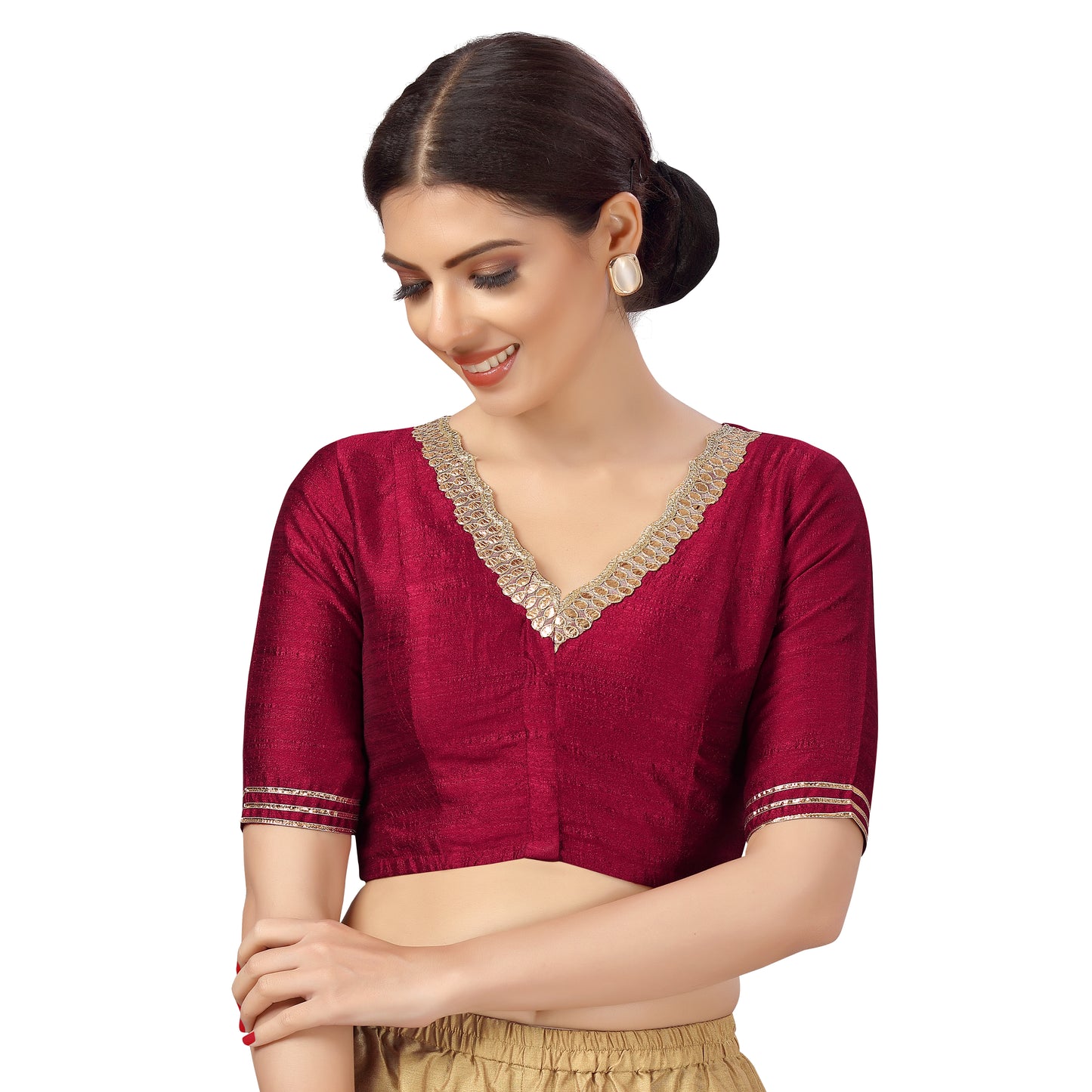 Women's Maroon Silk Blouse (Design 2470)