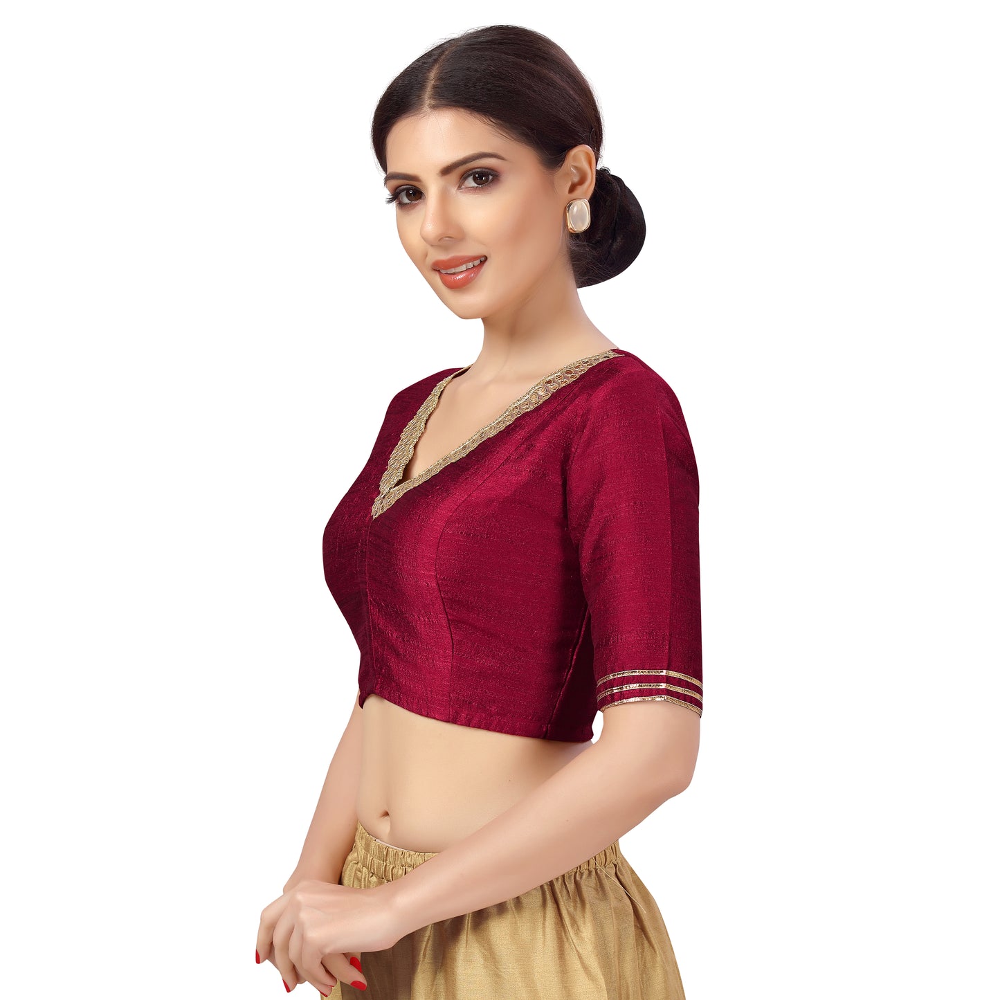 Women's Maroon Silk Blouse (Design 2470)