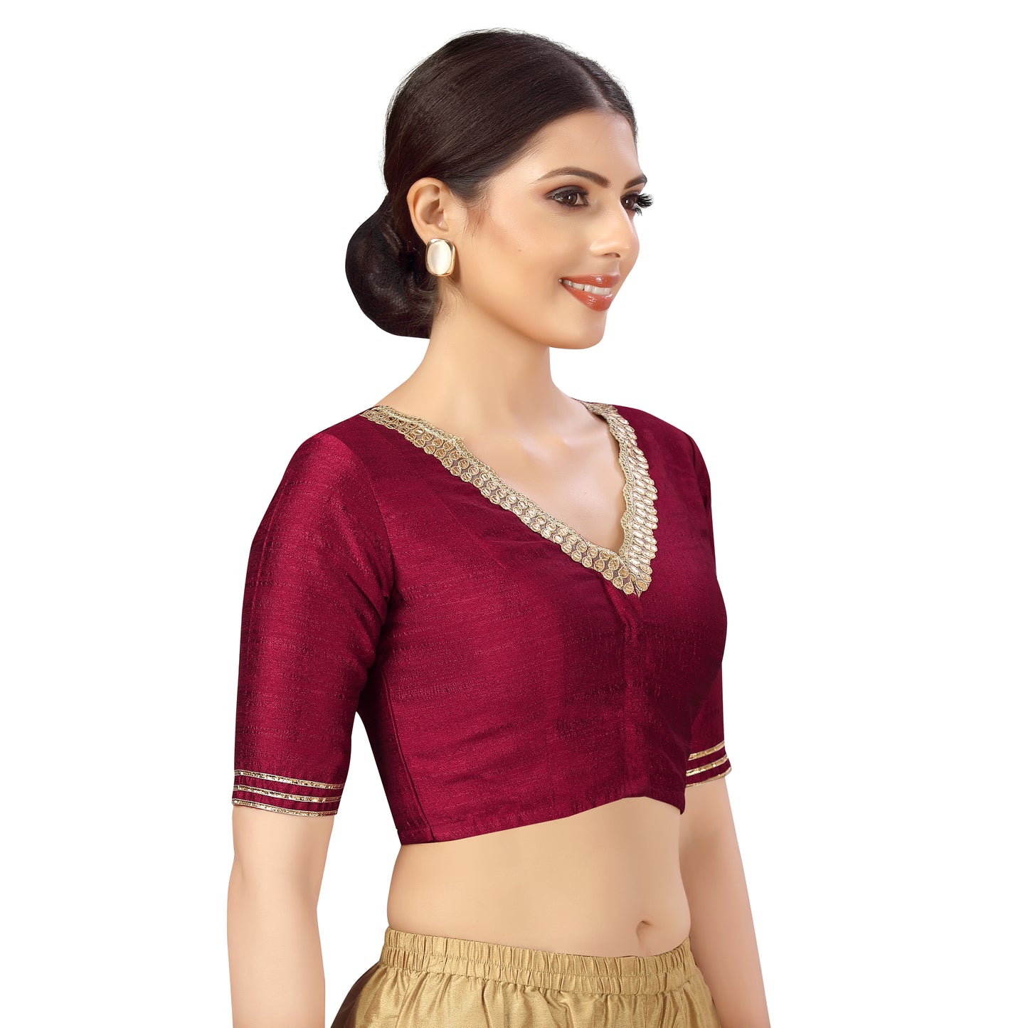 Women's Maroon Silk Blouse (Design 2470)