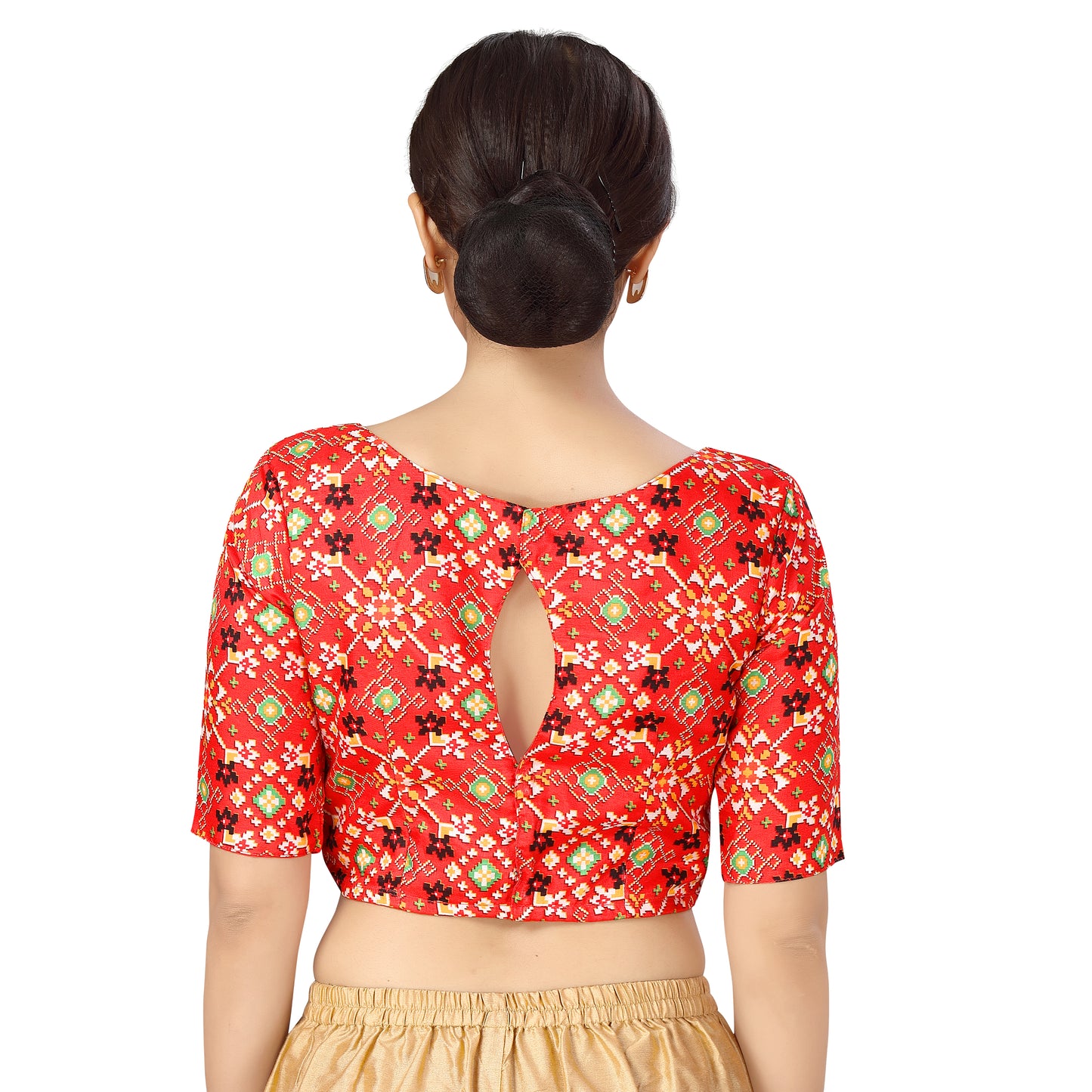 Women's Red Printed Silk Polyester Blouse (Design 2471)