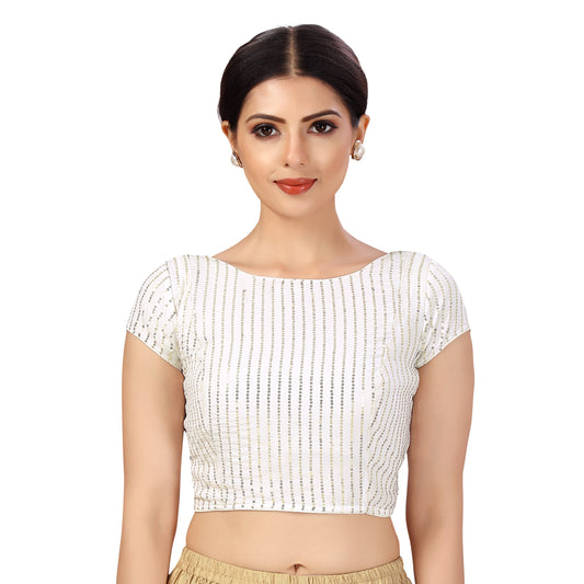 Women's White Sequined Blouse (Design 2479)