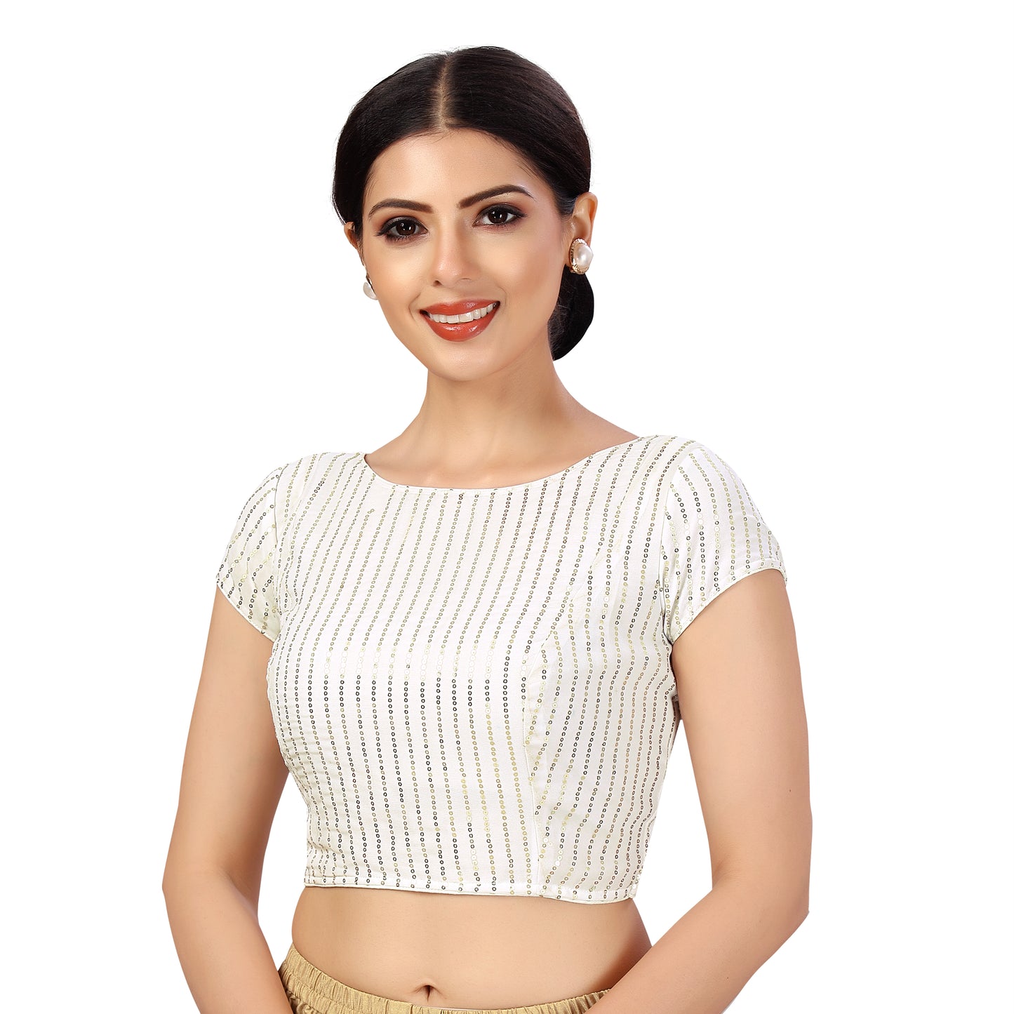 Women's White Sequined Blouse (Design 2479)