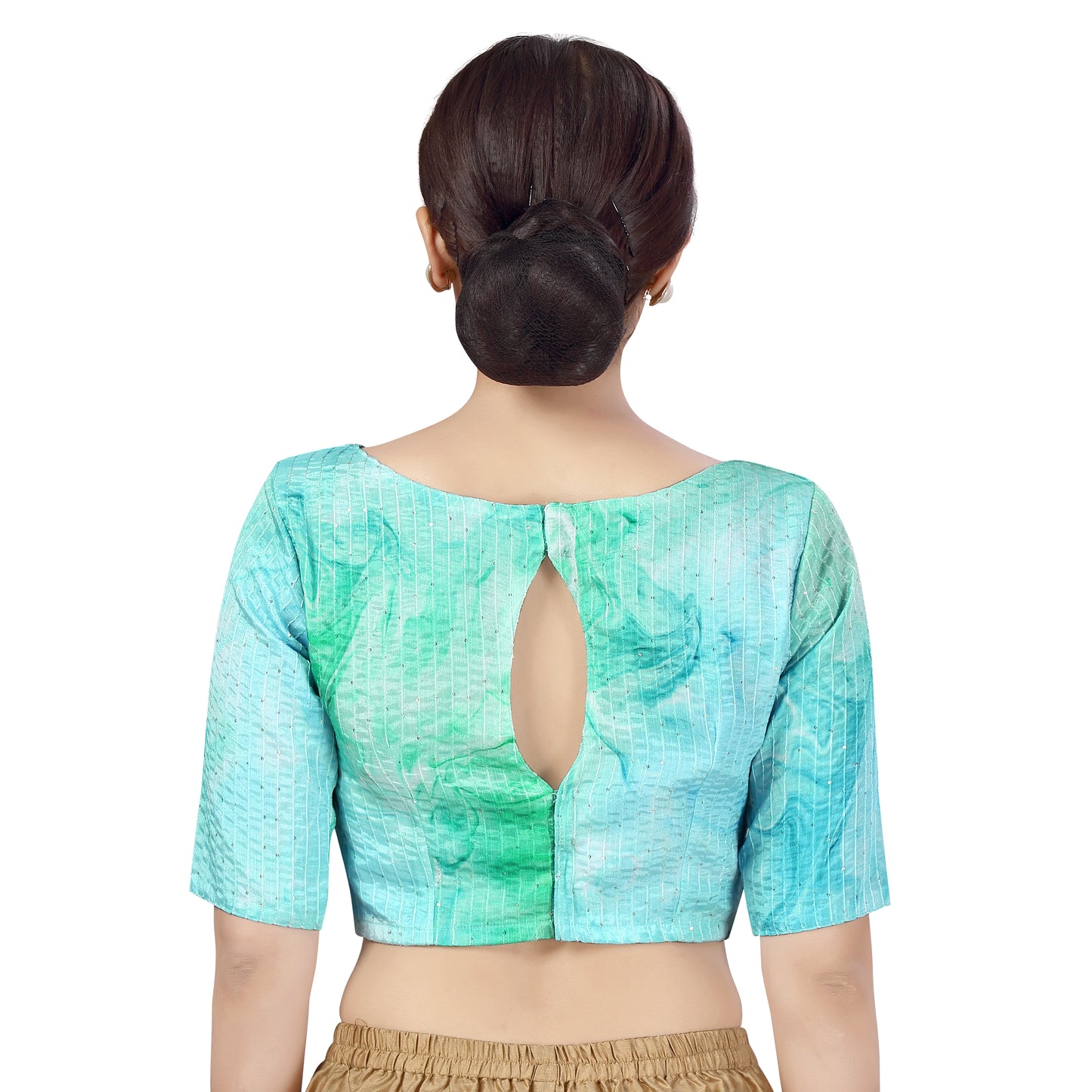 Women's Green Pastel Tie N Dye with Sequin Blouse (Design 2485)