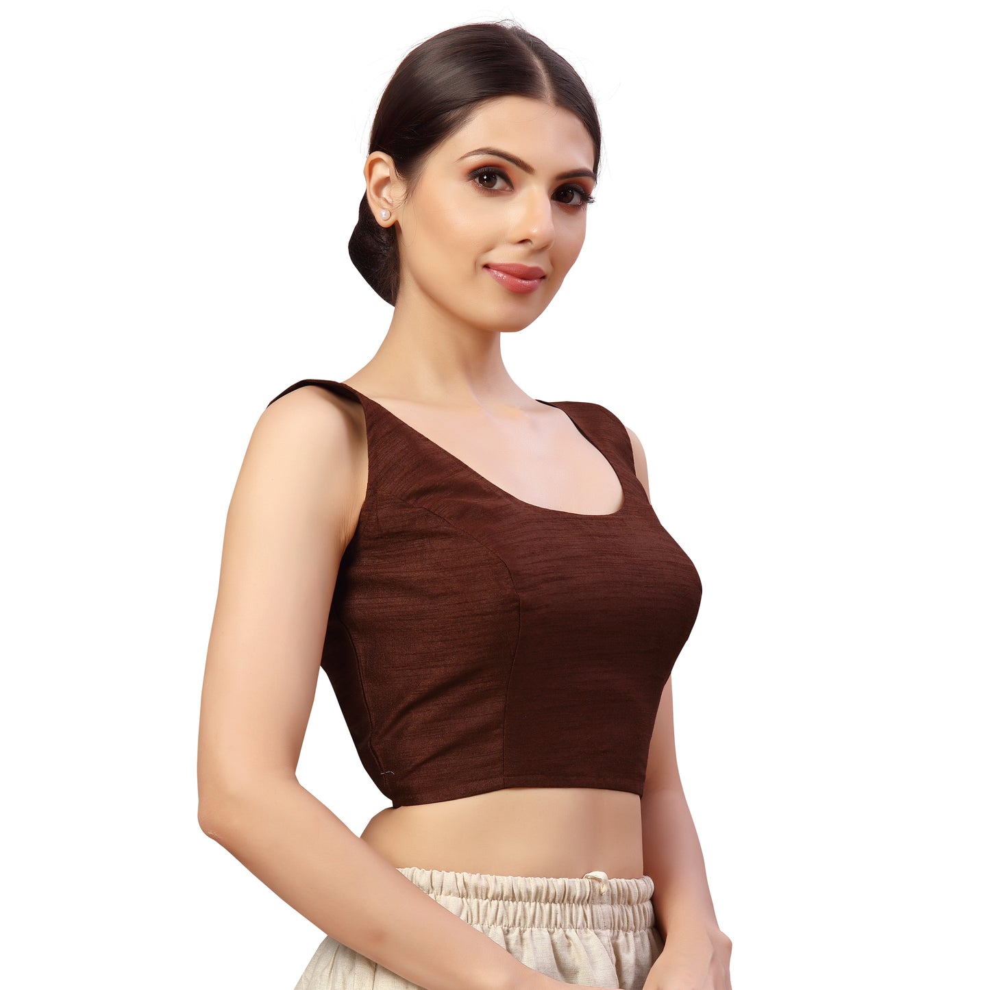 Women's Brown Polyester Blouse (Design 2545)