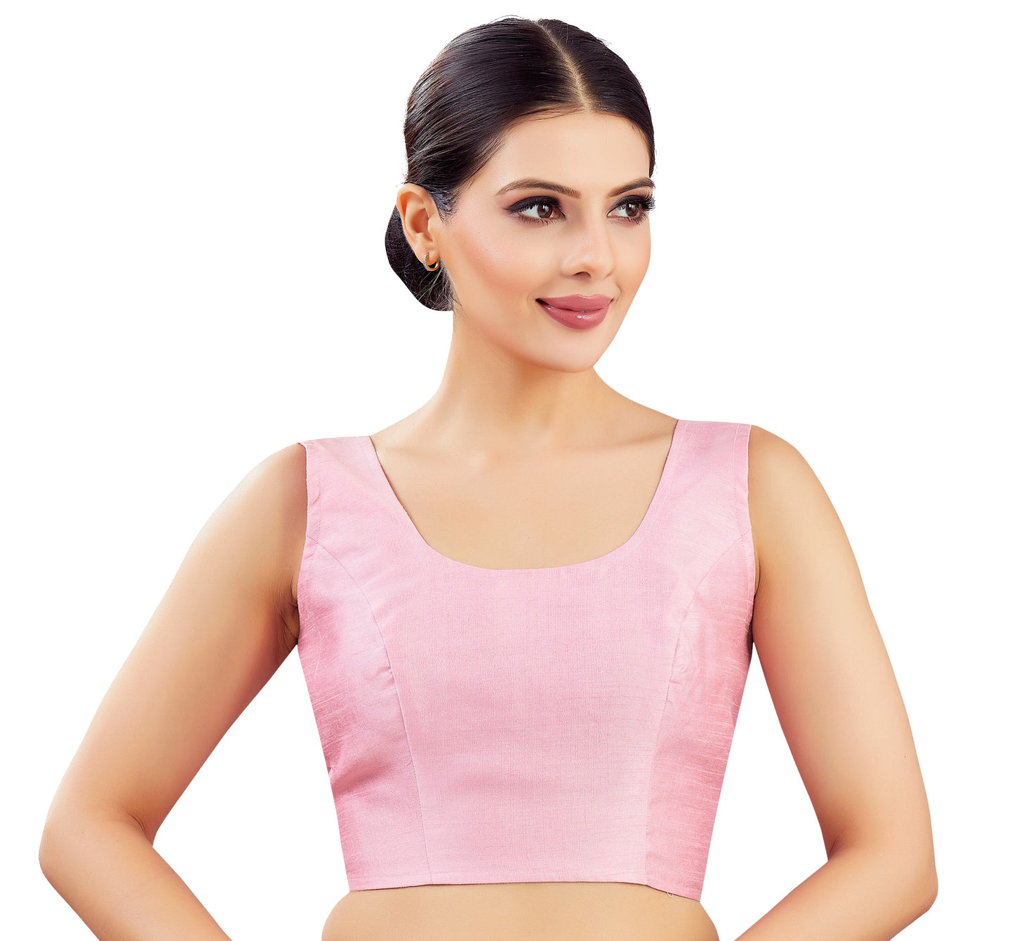 Women's Light Pink Polyester Sleeveless Blouse (Design 2545)