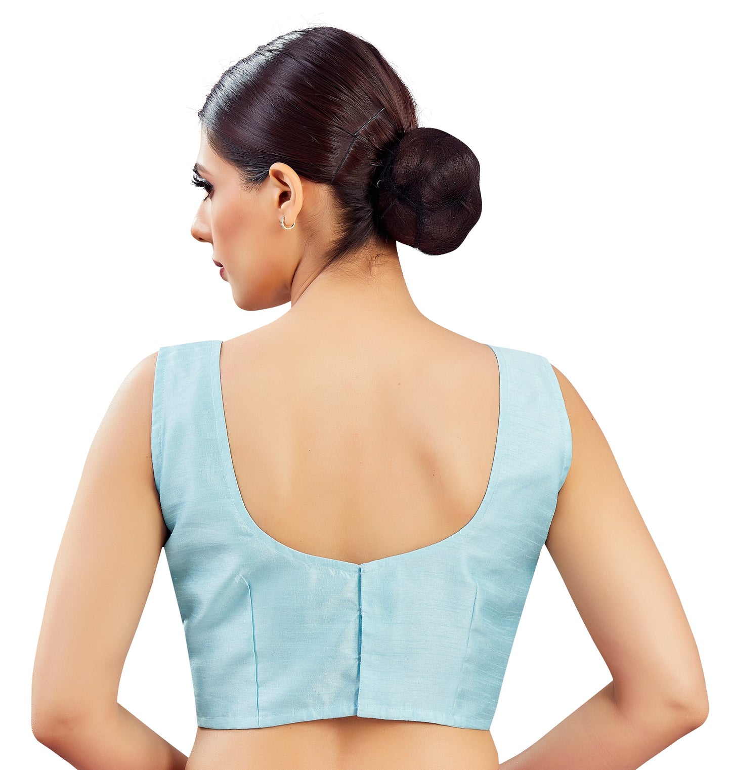 Women's Sky Blue Polyester Sleeveless Blouse (Design 2545)