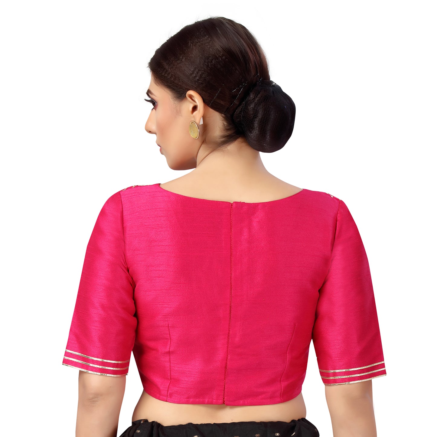 Women's Pink Gota Work Polyester Blouse (Design 2553)