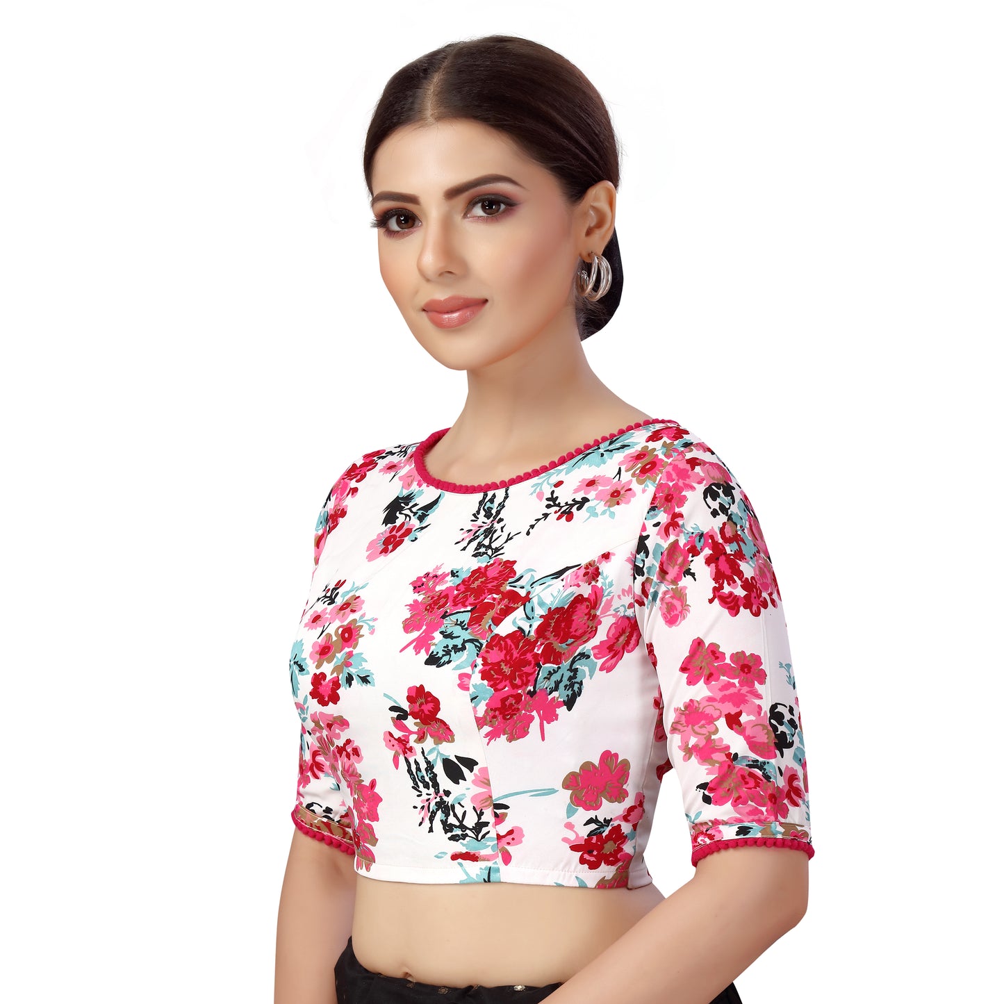 Women's Multicoloured Floral Print Polyester Blouse (Design 2556)