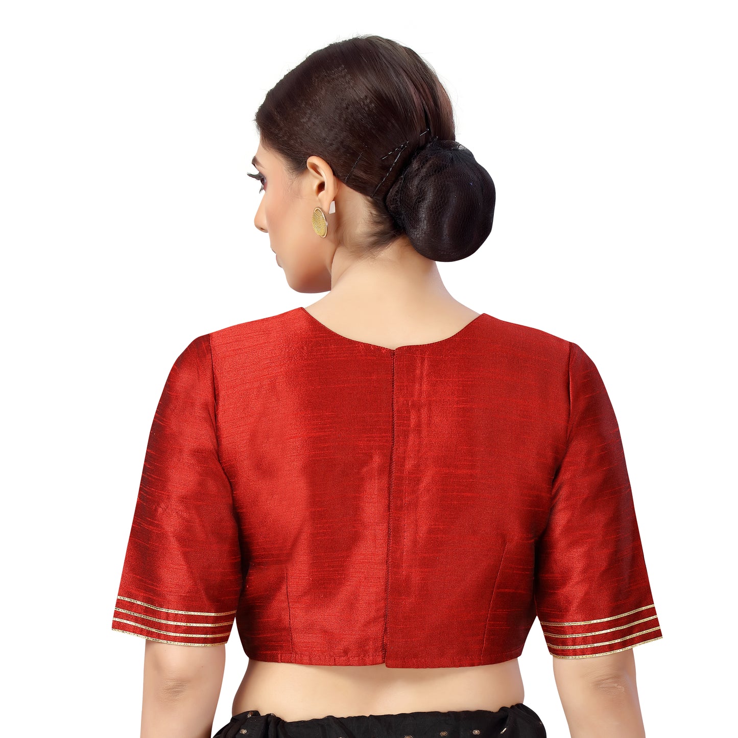 Women's Maroon Gota Work Polyester Blouse (Design 2557)