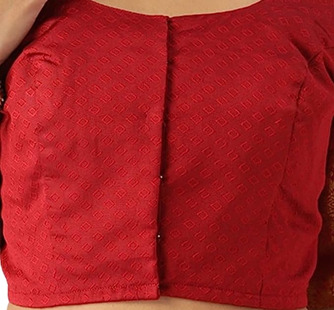 Women's Maroon Silk Brocade Polyester Blouse (Design 2574)