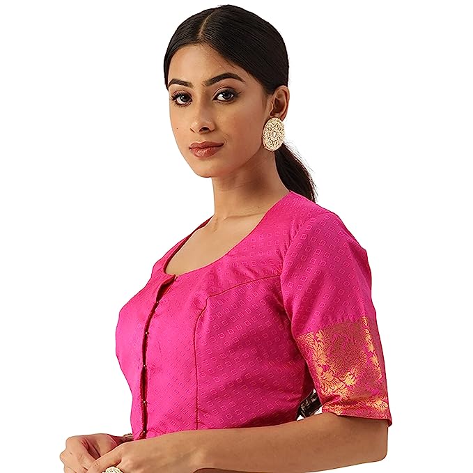 Women's Pink Silk Brocade Polyester Blouse (Design 2574)