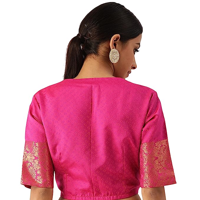 Women's Pink Silk Brocade Polyester Blouse (Design 2574)