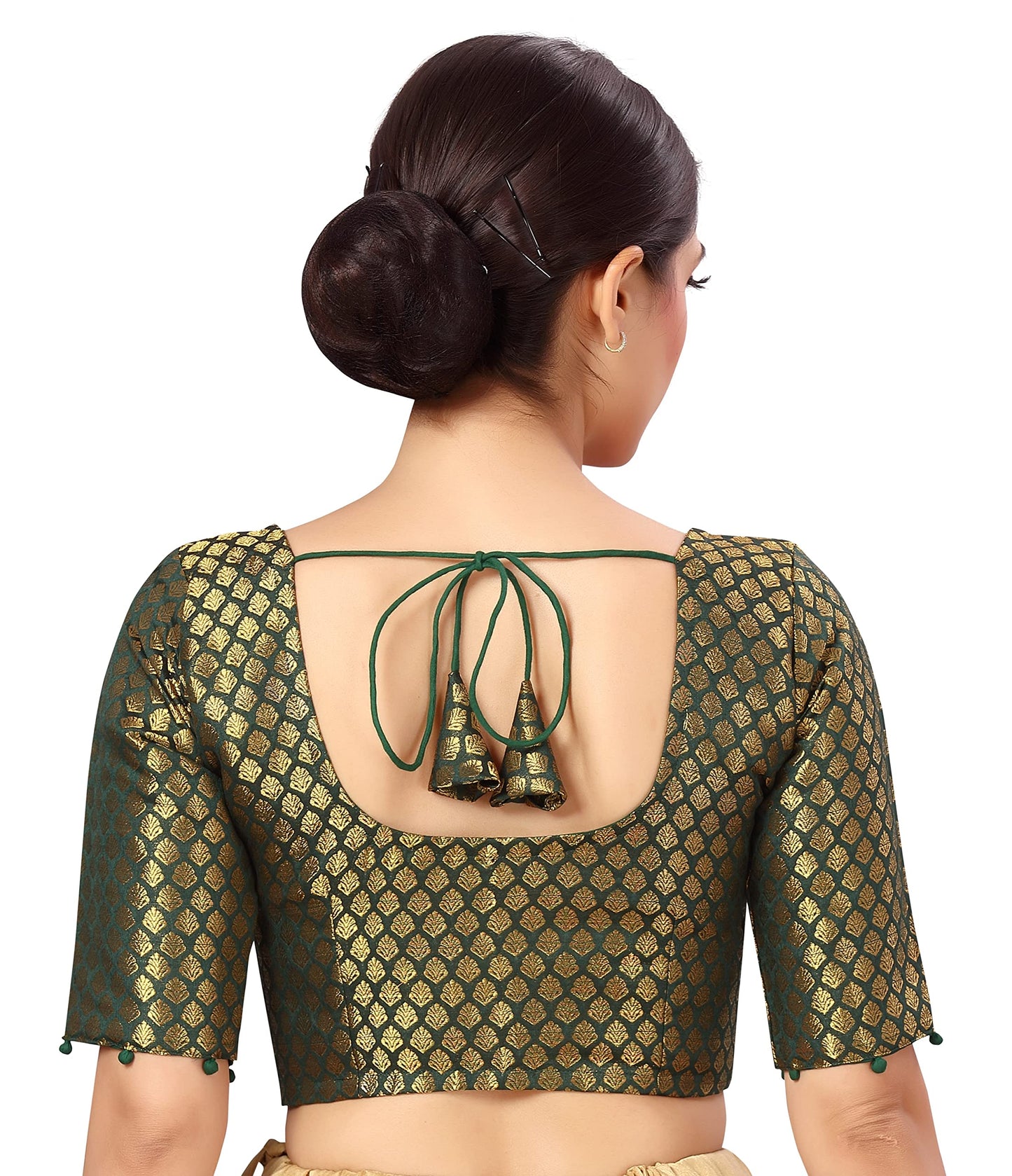 Women's Green Benaras Brocade Cotton Blouse (Design 2576)