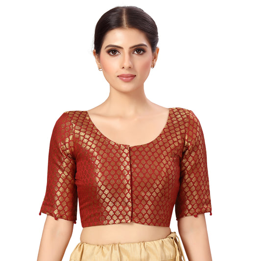 Women's Maroon Benaras Brocade Cotton Blouse (Design 2576)