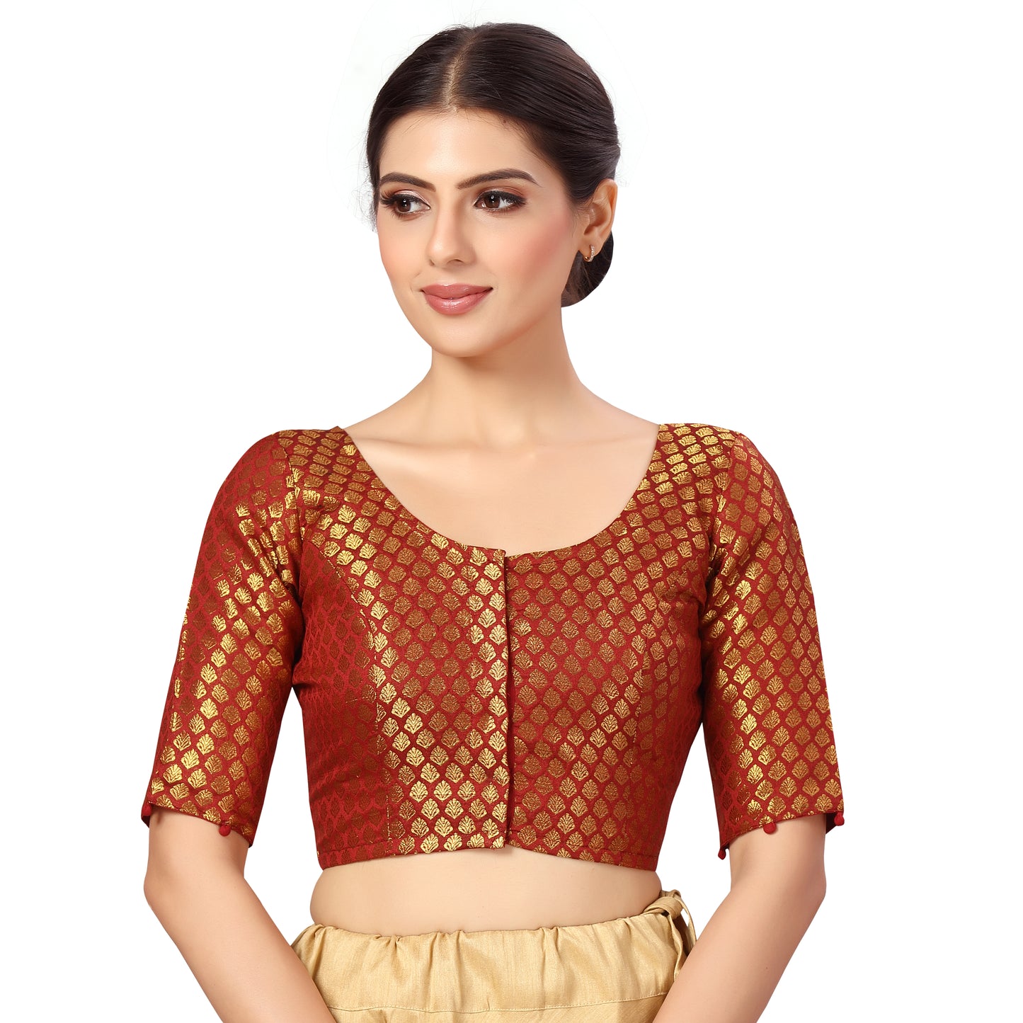 Women's Maroon Benaras Brocade Cotton Blouse (Design 2576)