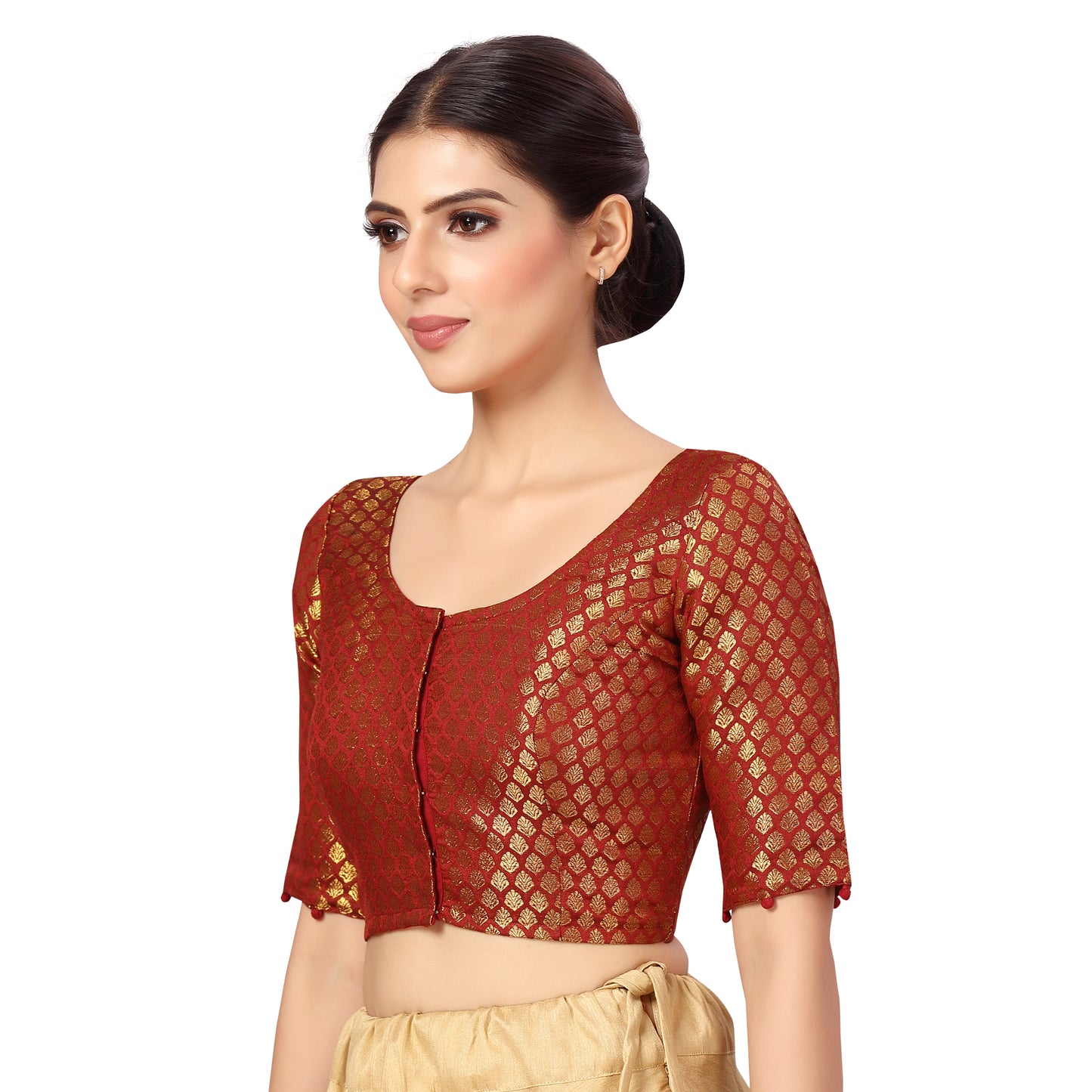 Women's Maroon Benaras Brocade Cotton Blouse (Design 2576)