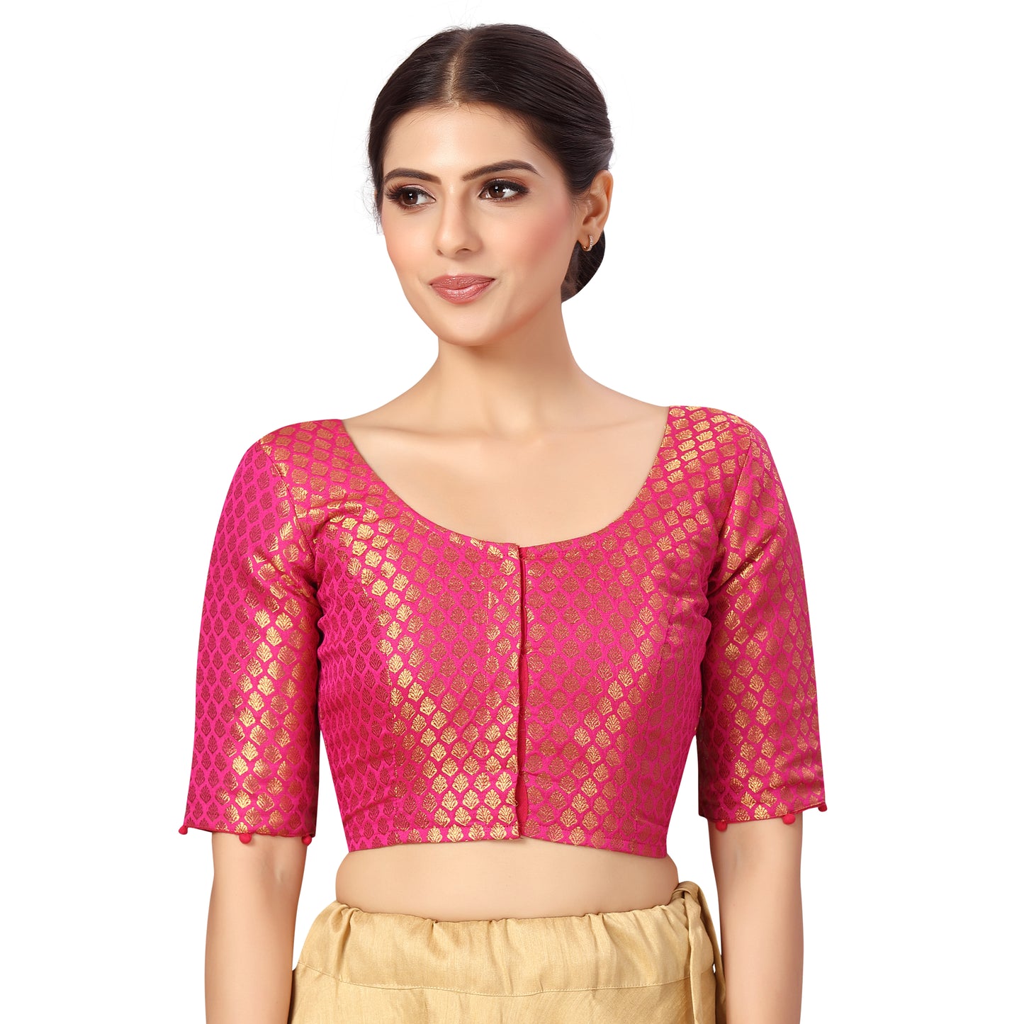 Women's Pink Benaras Brocade Cotton Blouse (Design 2576)