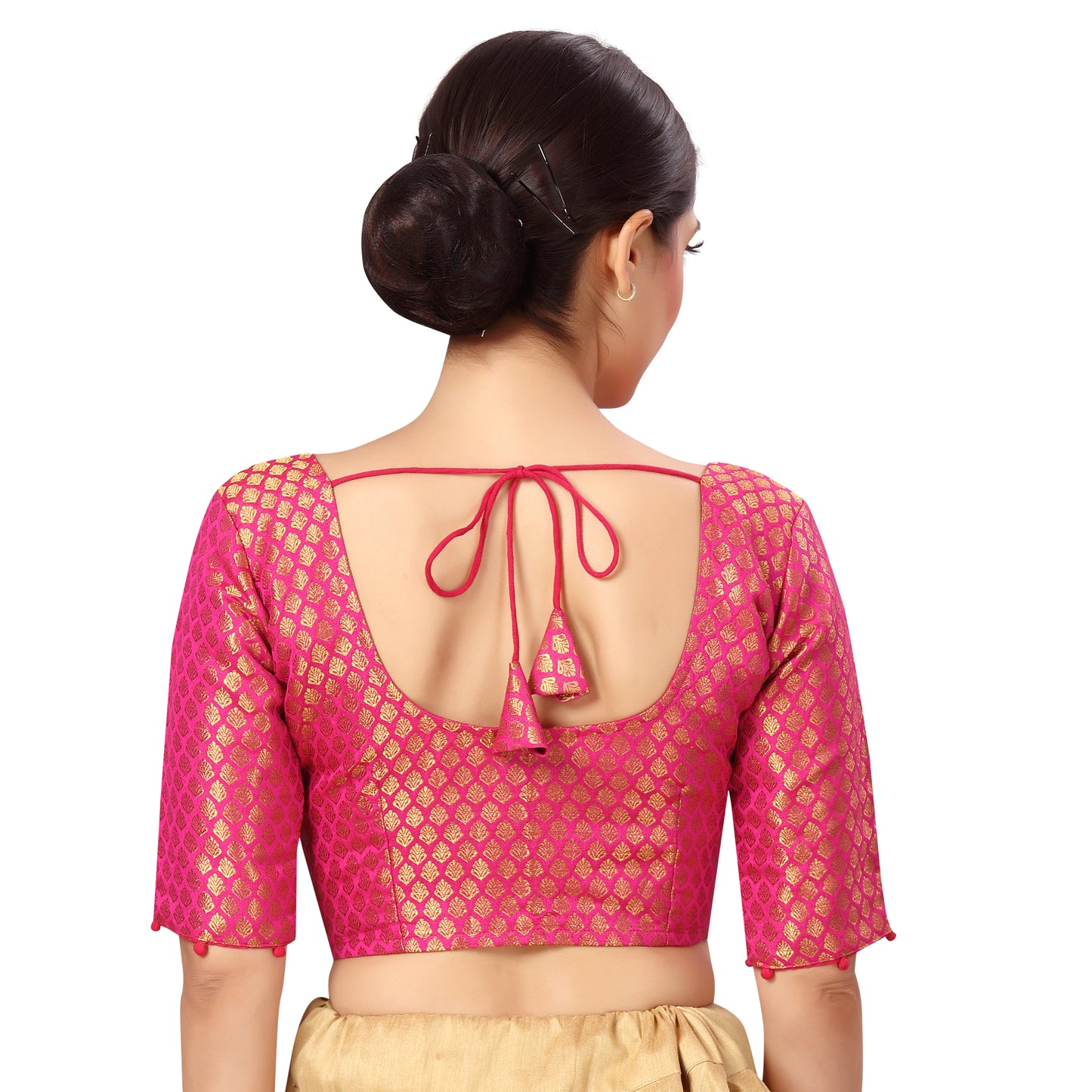 Women's Pink Benaras Brocade Cotton Blouse (Design 2576)