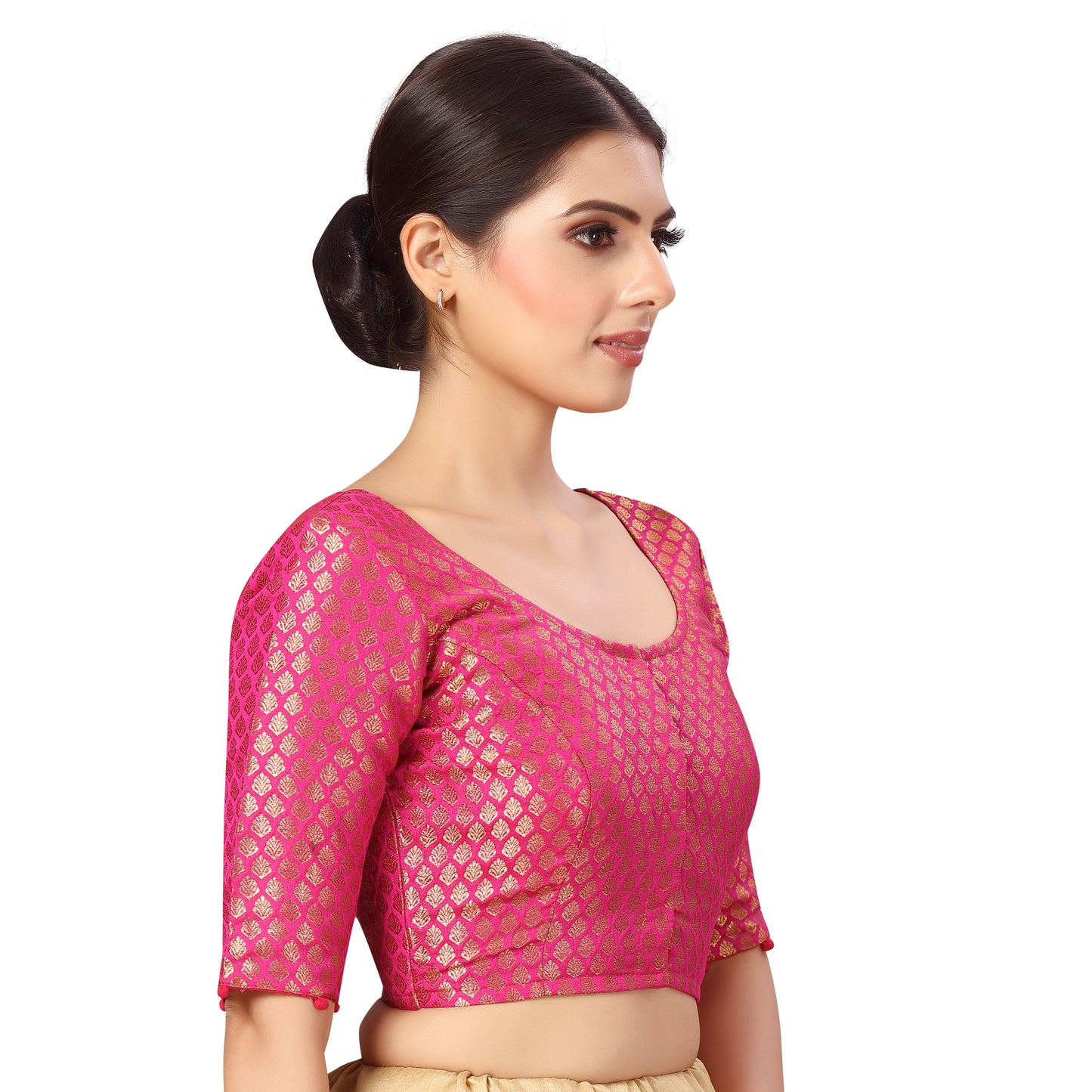 Women's Pink Benaras Brocade Cotton Blouse (Design 2576)