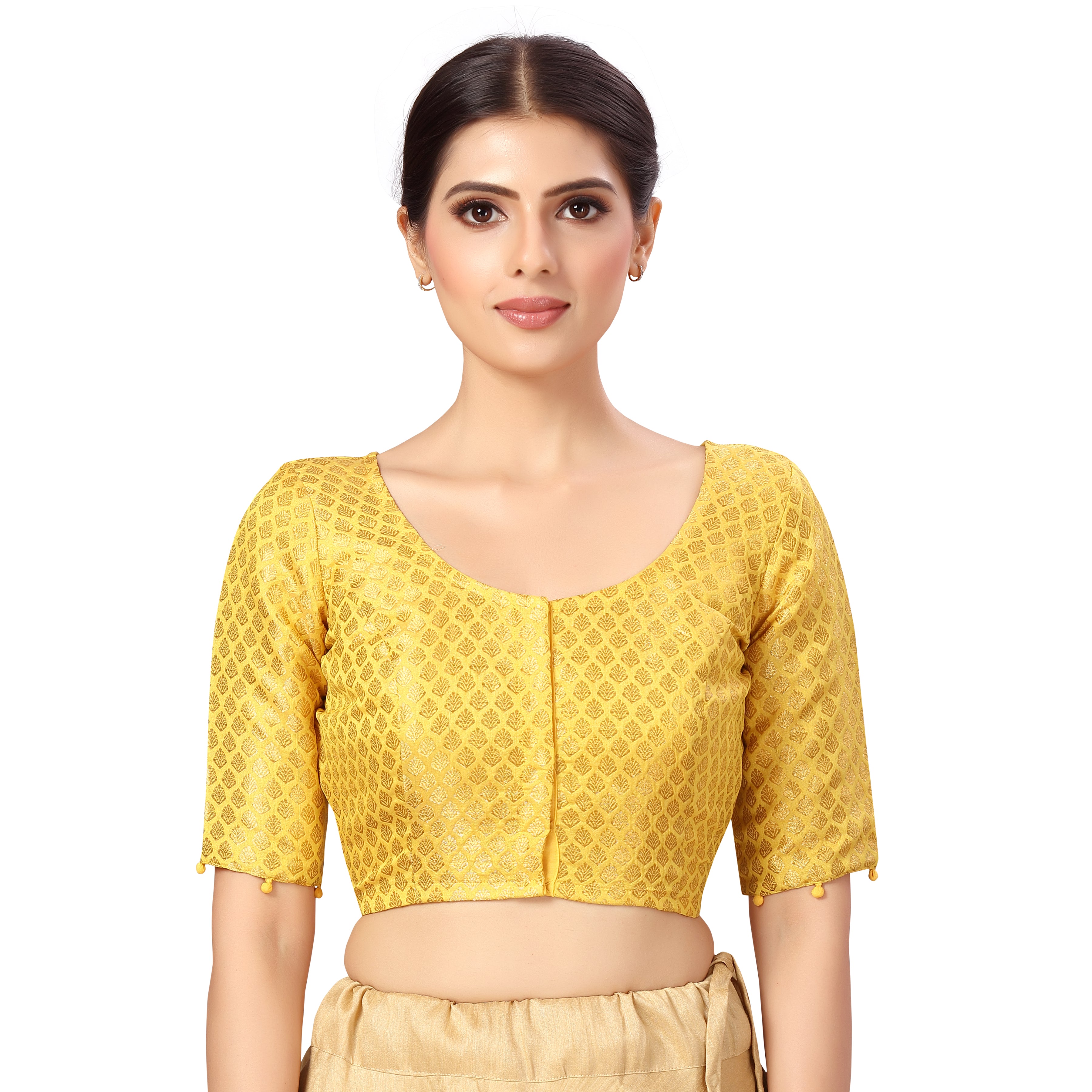 Women's Yellow Benaras Brocade Cotton Blouse (Design 2576) – Studio ...