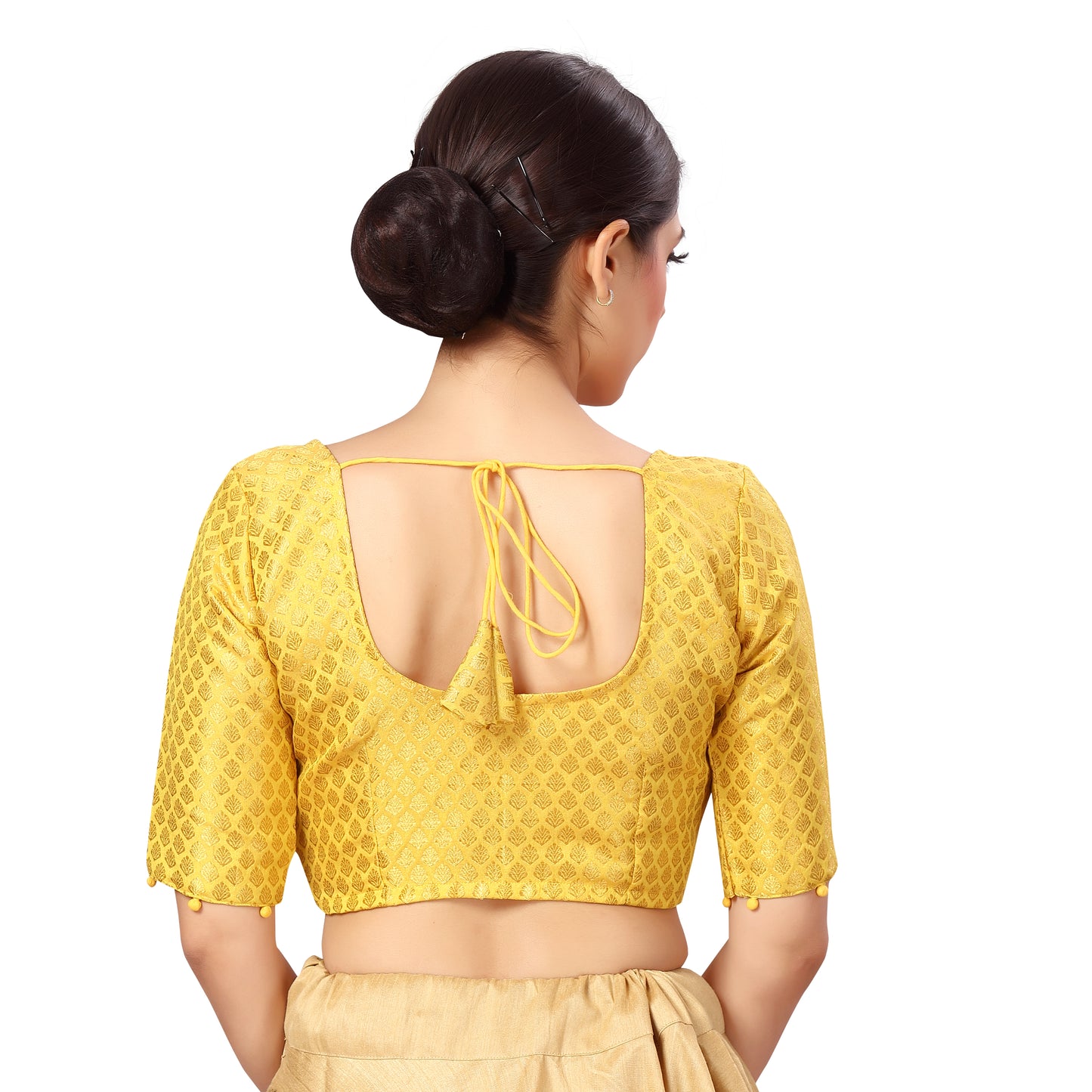 Women's Yellow Benaras Brocade Cotton Blouse (Design 2576)