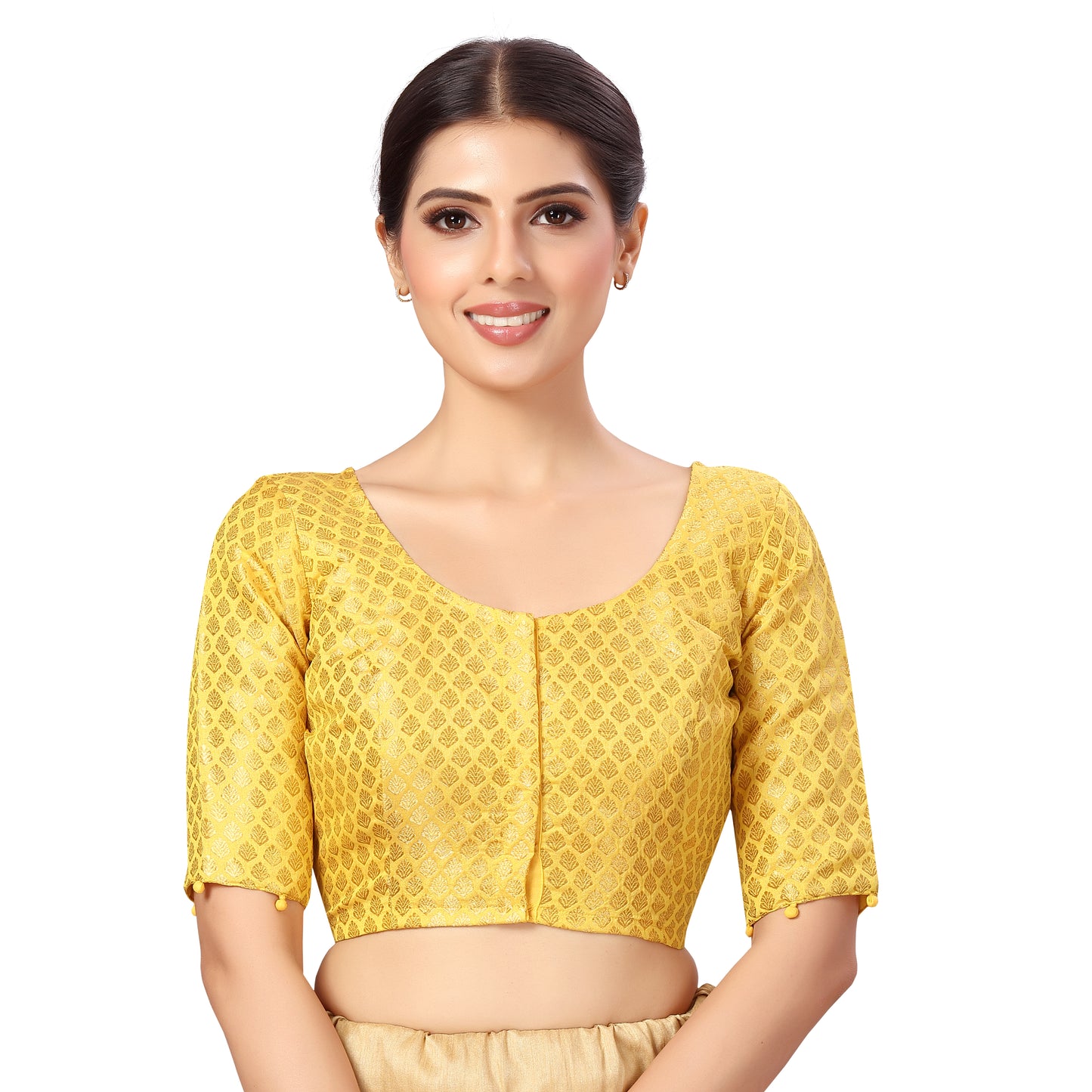 Women's Yellow Benaras Brocade Cotton Blouse (Design 2576)