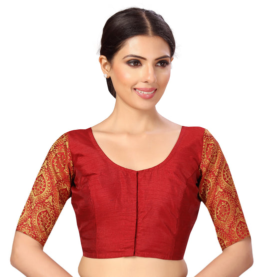 Studio Shringaar Women's Maroon Blouse (Design 2590)