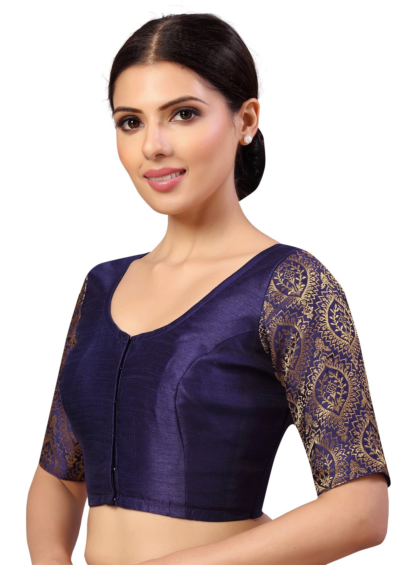 Studio Shringaar Women's Navy Blue Blouse (Design 2590)