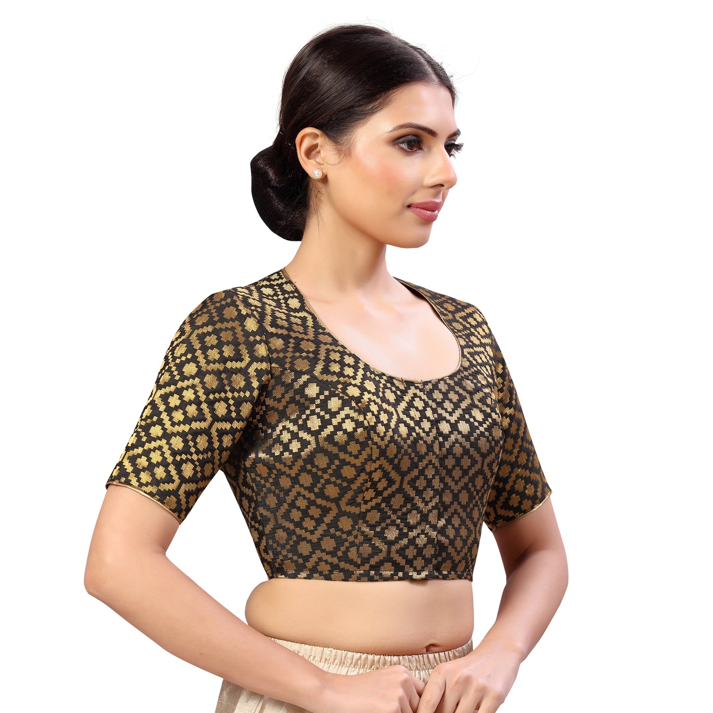 Women's Black Benaras Brocade Polyester Blouse (Design 2592)