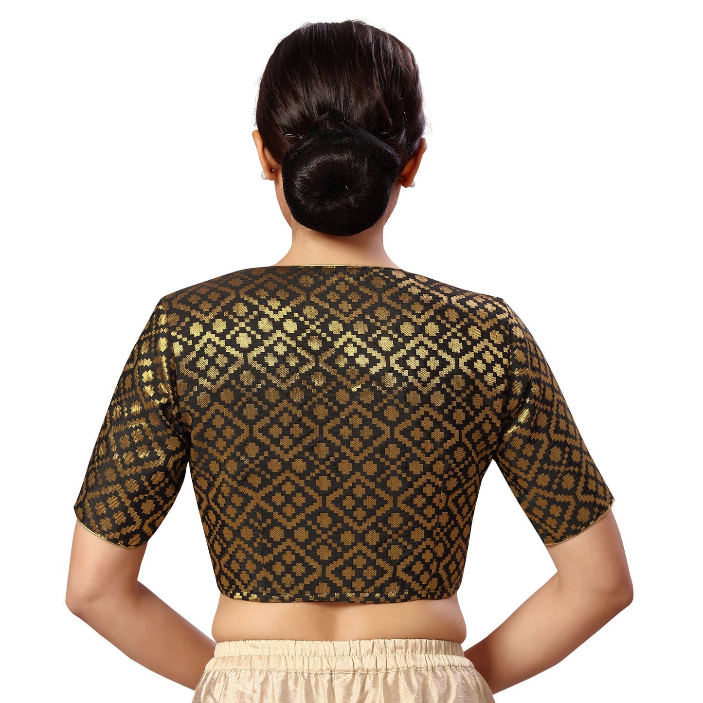 Women's Black Benaras Brocade Polyester Blouse (Design 2592)