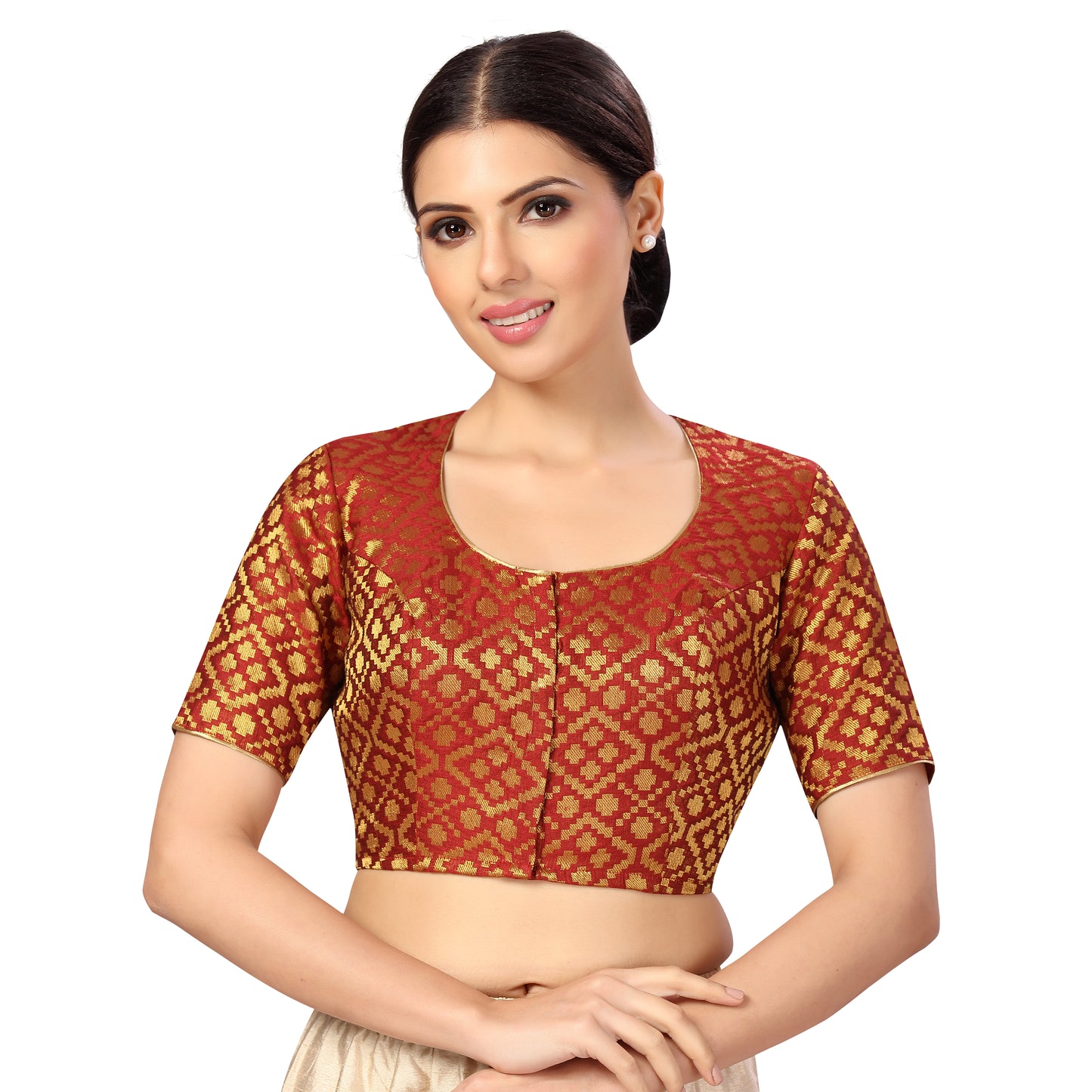 Women's Maroon Benaras Brocade Polyester Blouse (Design 2592)